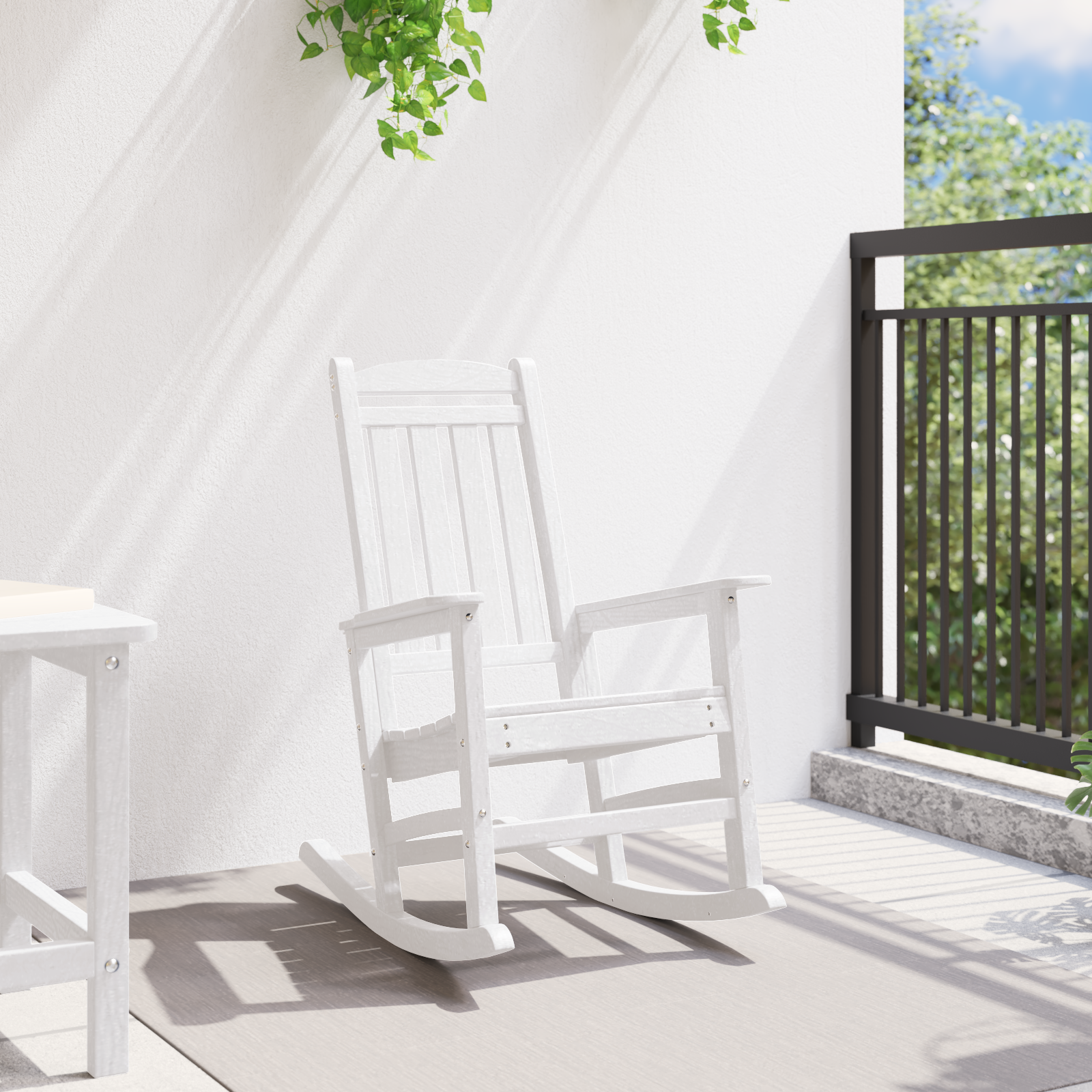 Dārza šūpuļkrēsls Balts 92 x 70 x 108cm HDPE