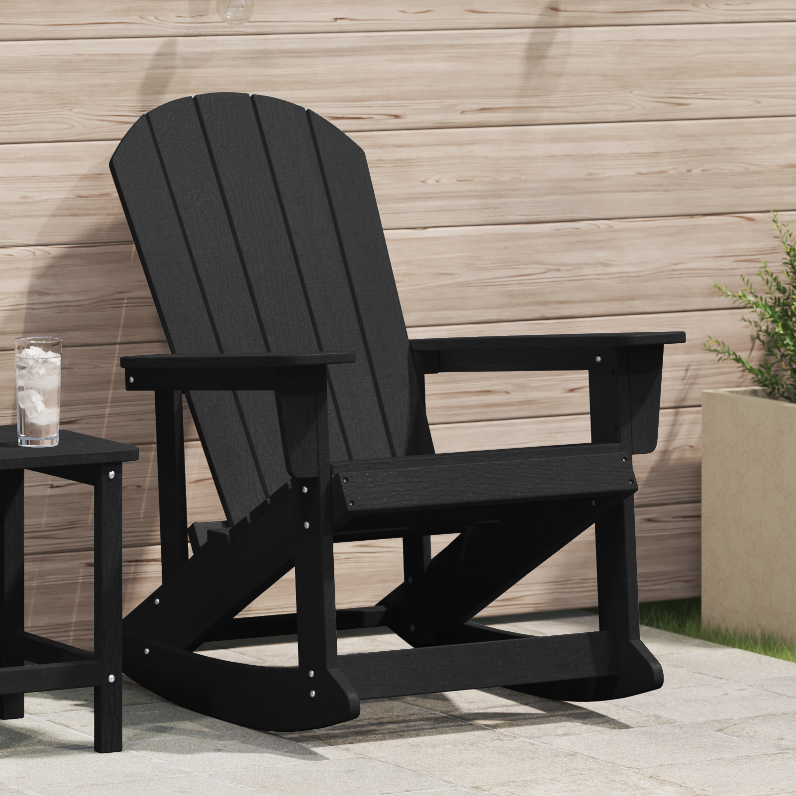 Adirondack šūpuļkrēsls Melns 92 x 73,5 x 92 cm HDPE