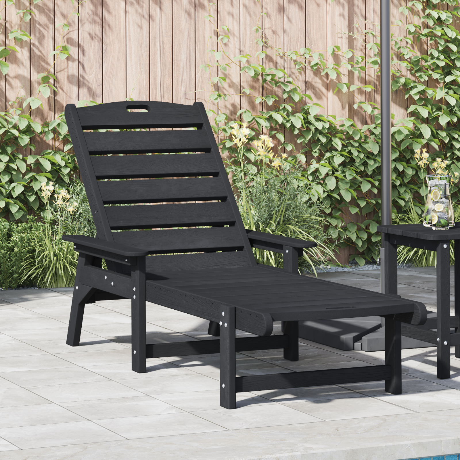 Saulės gultas Juoda 73.5 x 92 x 90cm HDPE