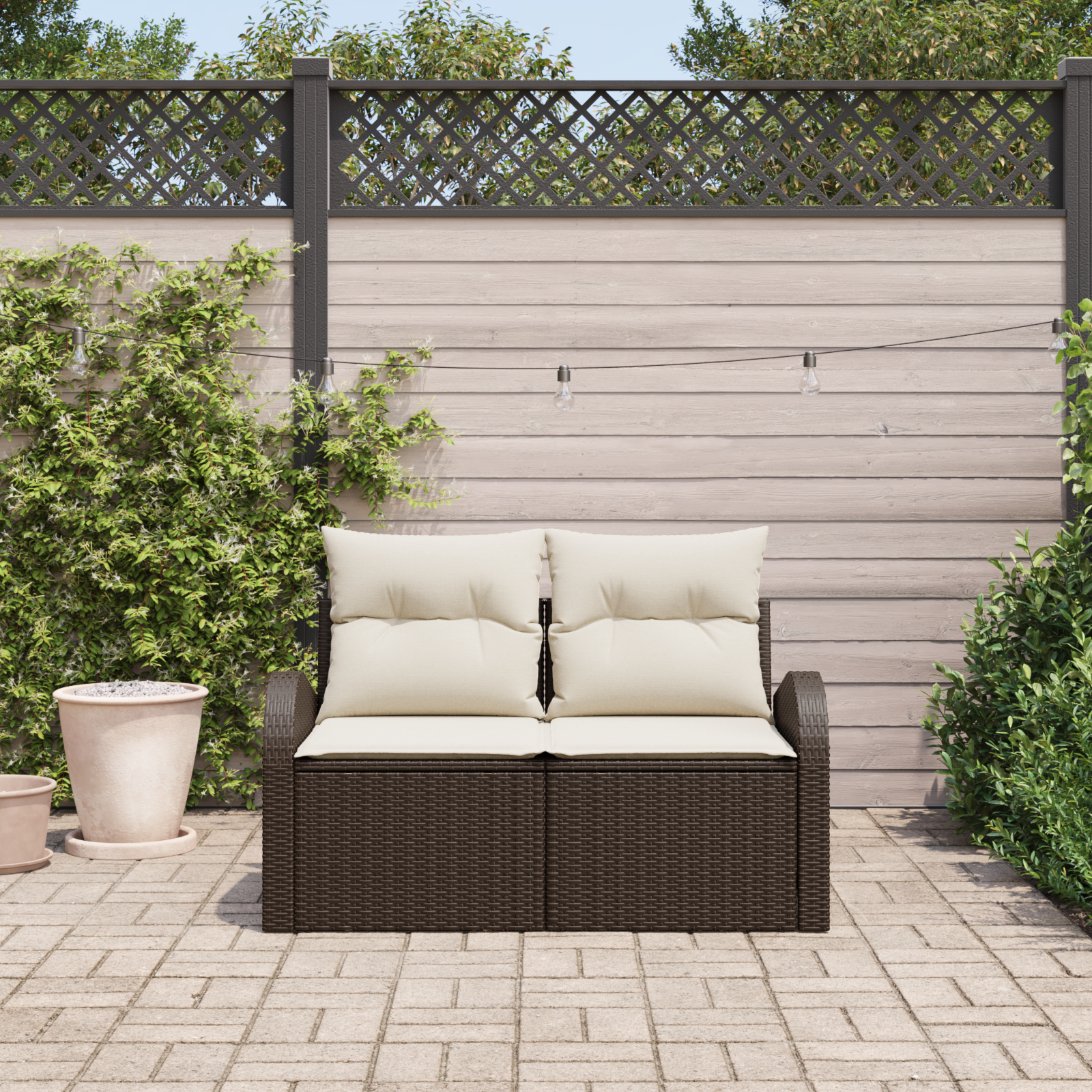 Sodo sofa su pagalve Ruda 124 x 62 x 69cm poliratanas