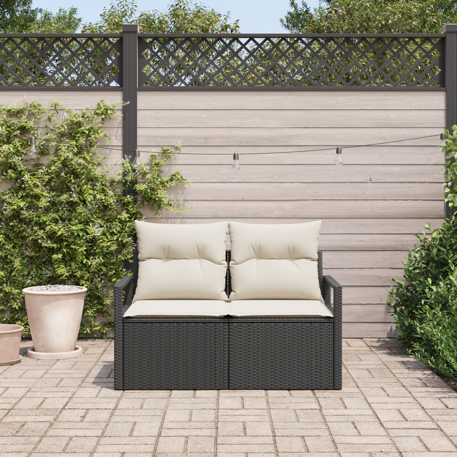 Sodo sofa su pagalve Juoda 120 x 62 x 69cm poliratanas
