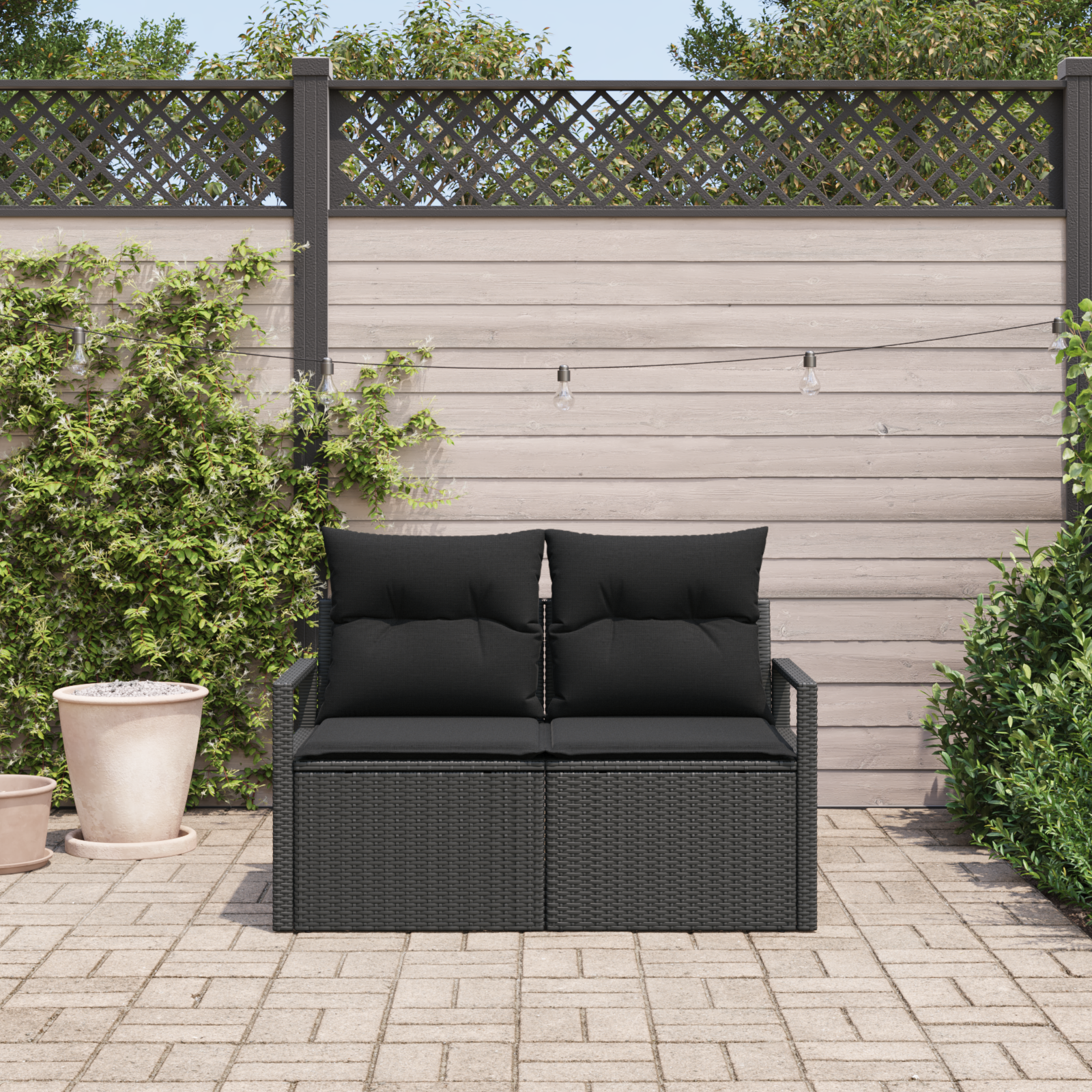 Sodo sofa su pagalve Juoda 120 x 62 x 69cm poliratanas