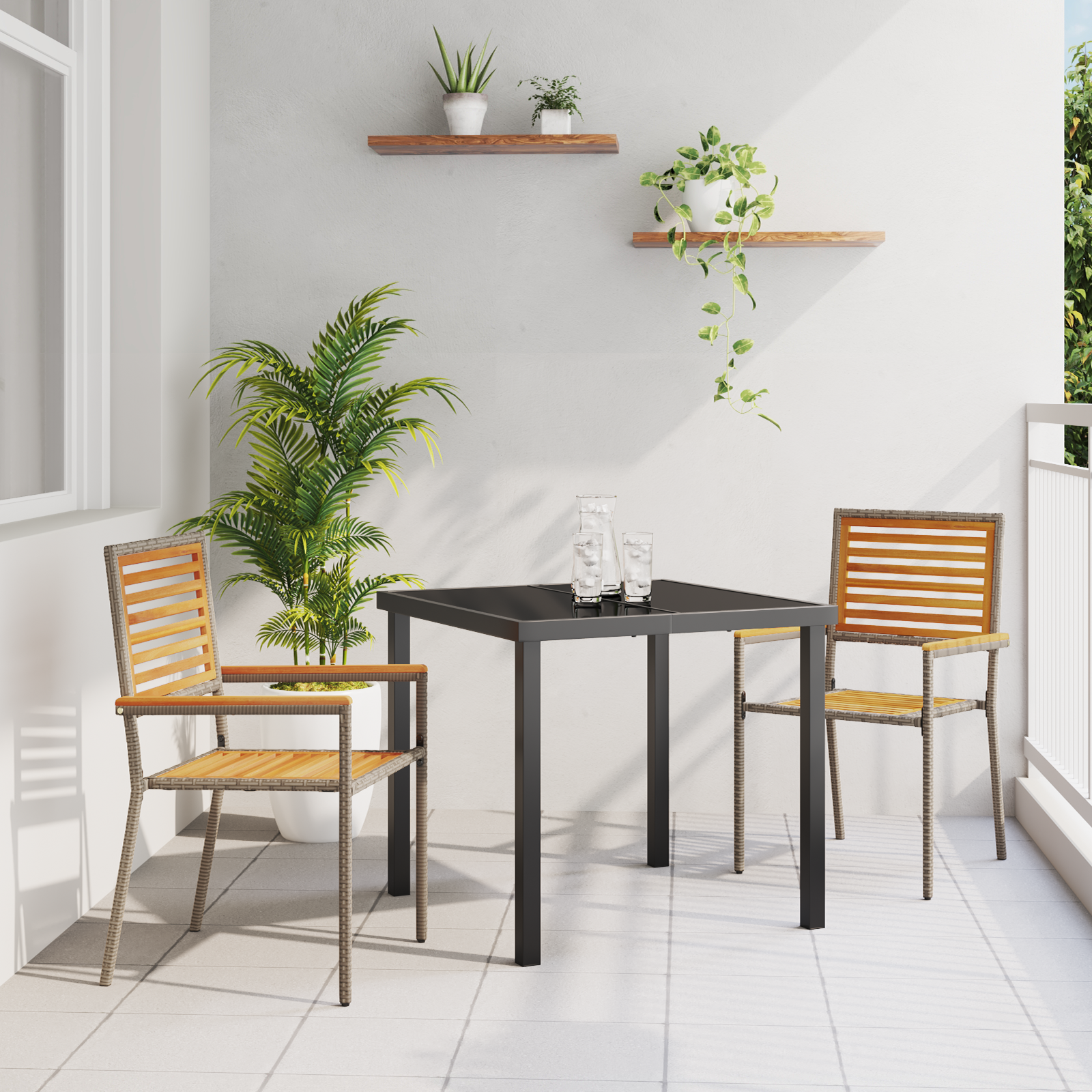 sulankstomos sodo kėdės - 2 vnt. pilko poliratanas