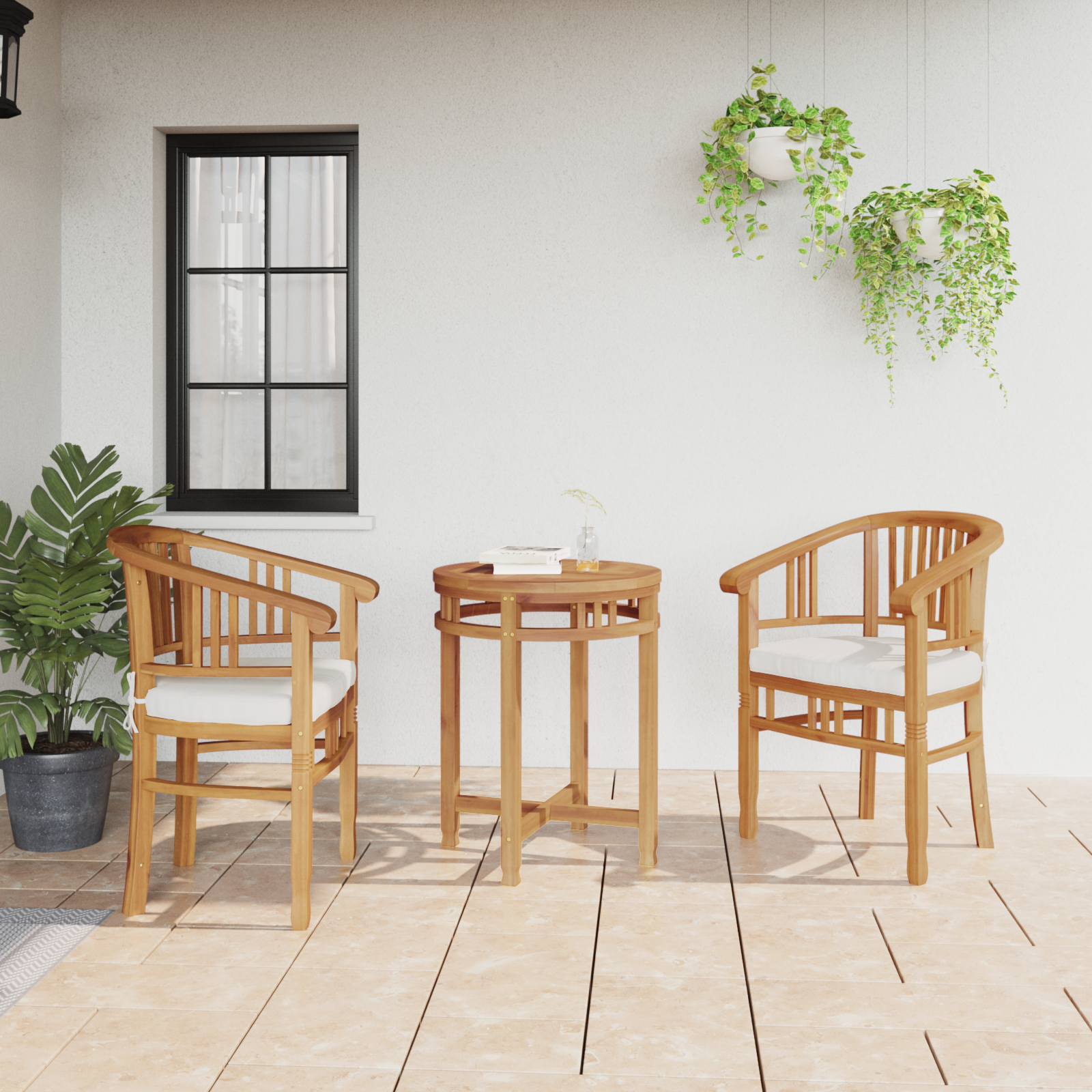 Kėdė su pagalve 2 pcs Ruda 63 x 58 x 89 cm Kieto teka medžio