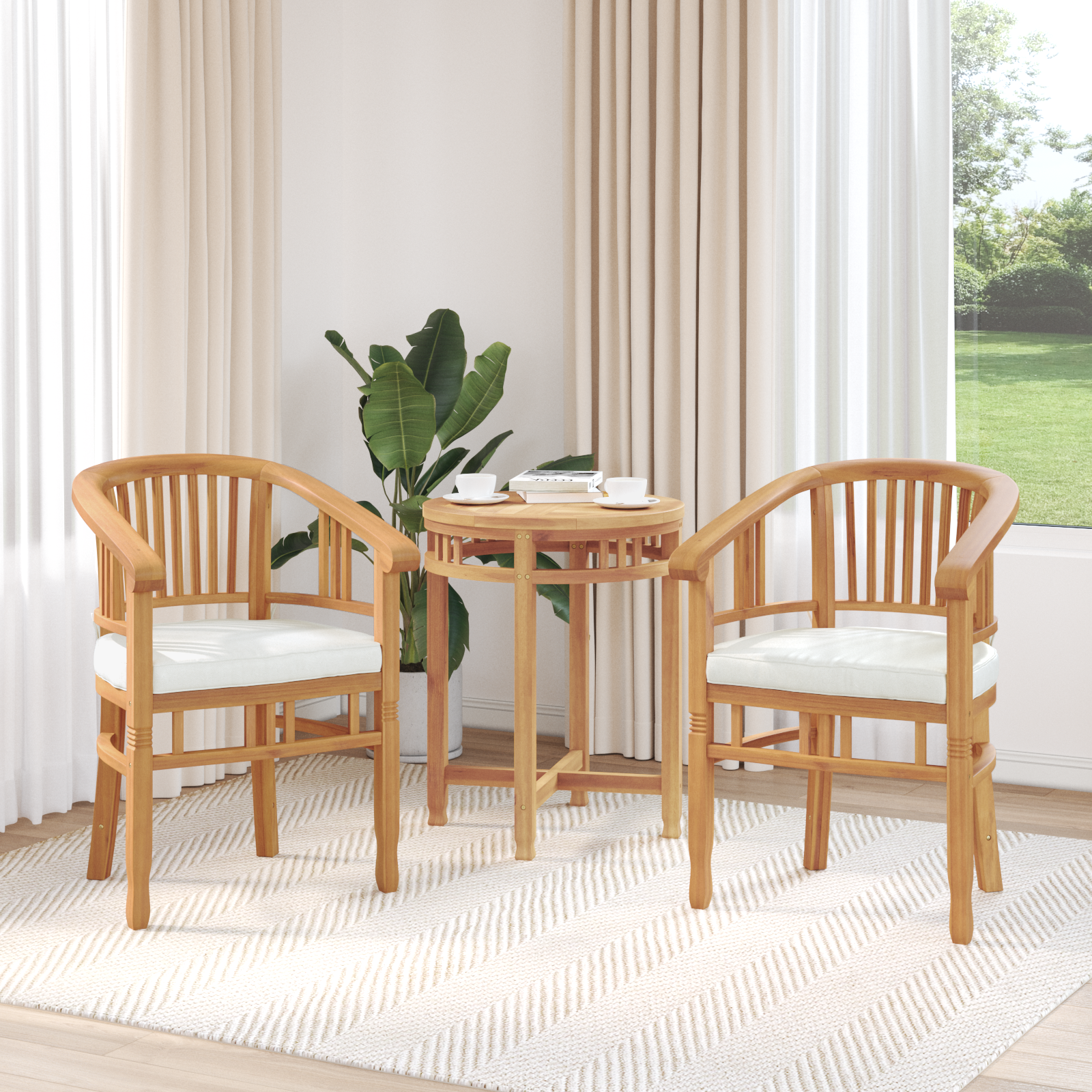 Kėdė su pagalve 2 pcs Ruda 63 x 58 x 89 cm Kieto teka medžio