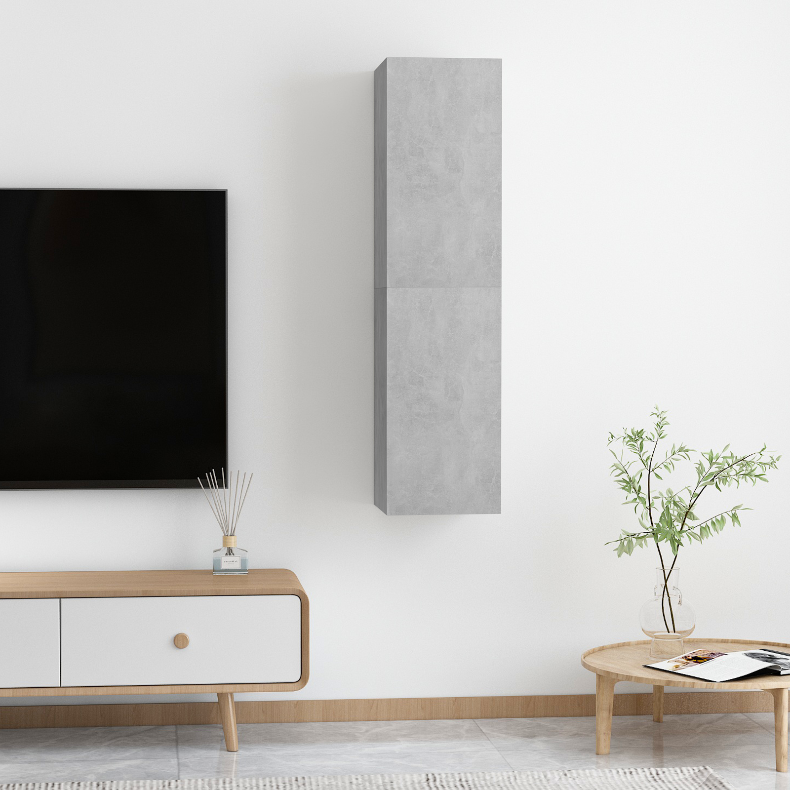 | Sieninė televizoriaus spinta | 2 pcs Betono pilka