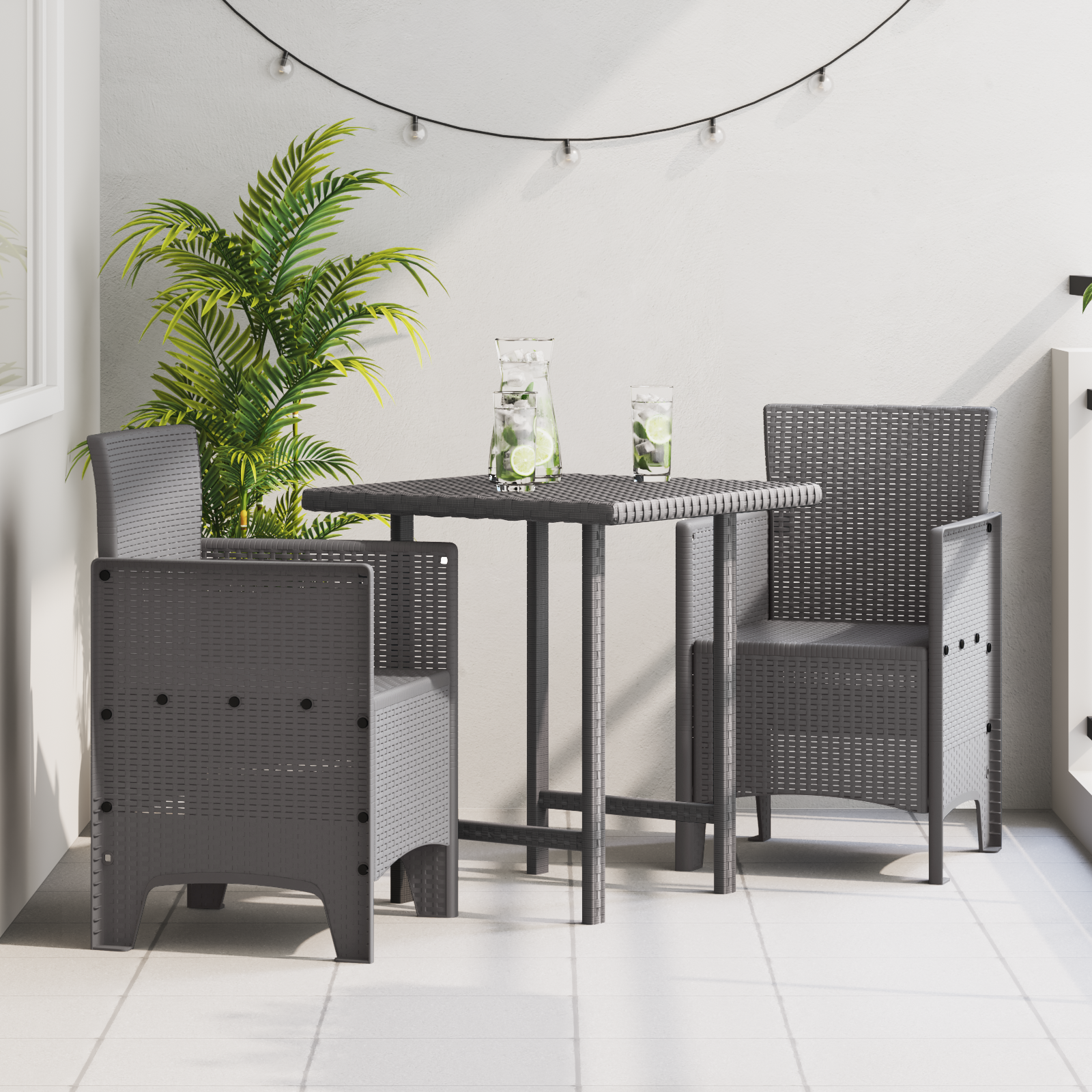 Garden Chair 2 pcs Light Gray 53 x 49 x 85 cm PP