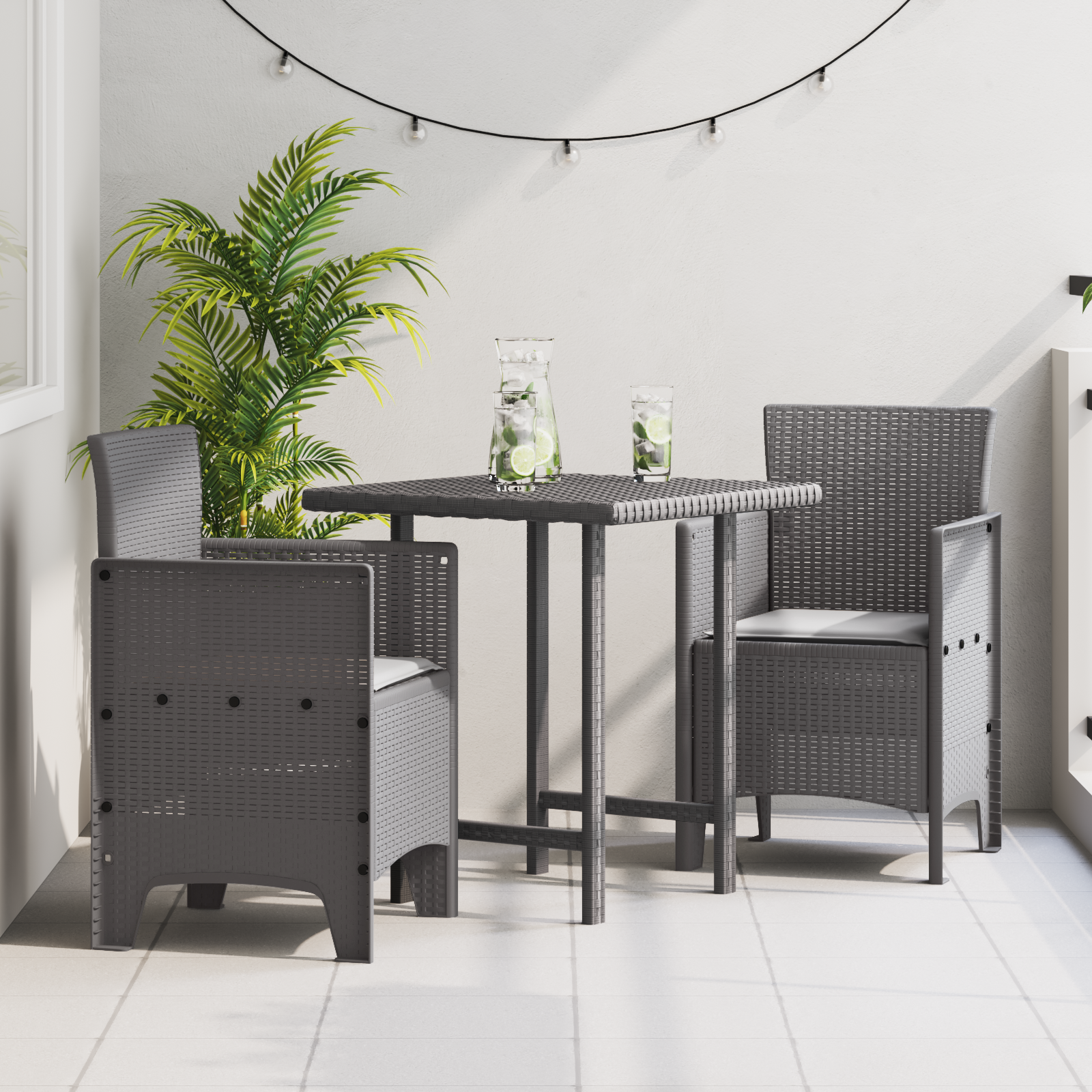 Sodo Kėdė 2 pcs Šviesiai pilka 53 x 49 x 85 cm PP