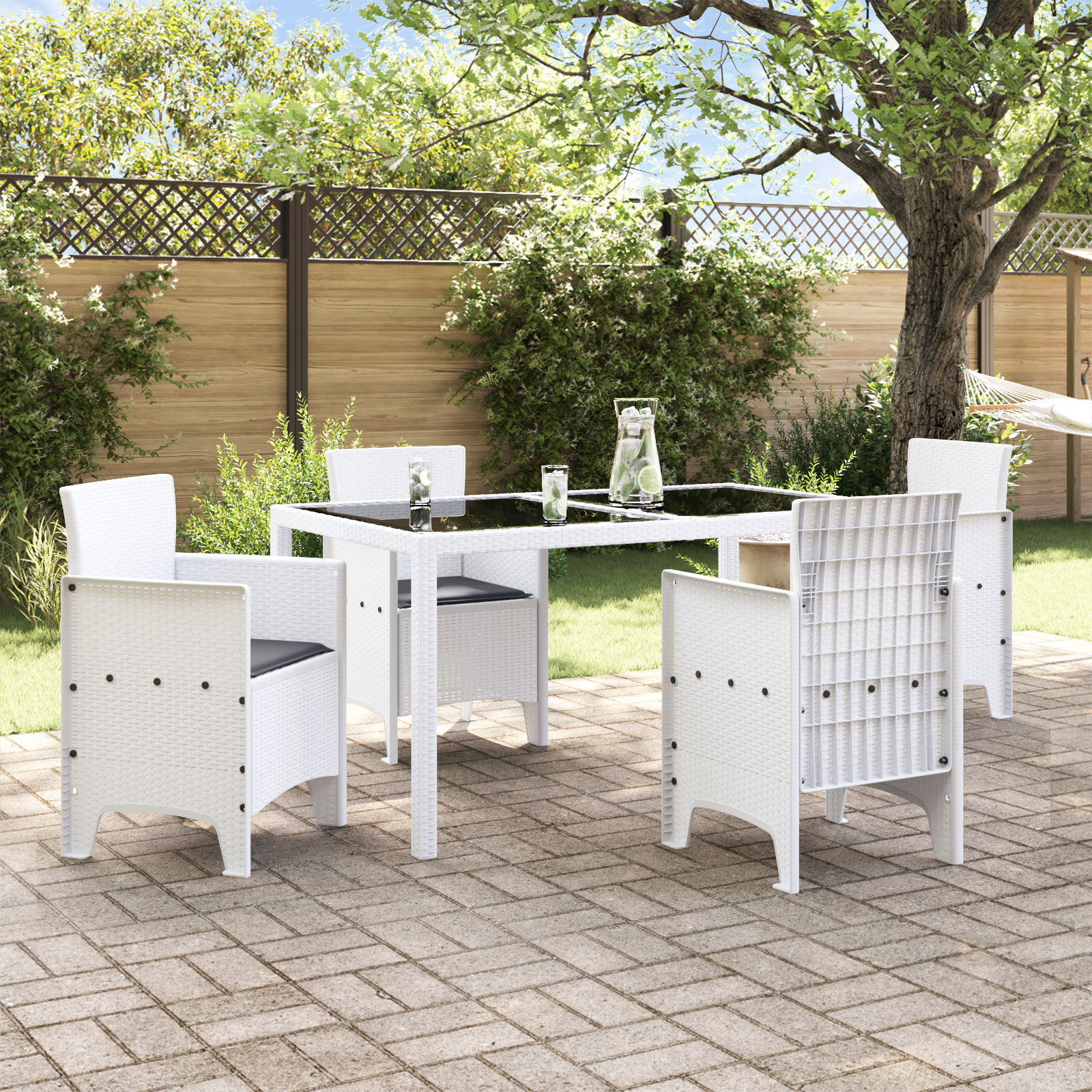 Sodo Kėdė 4 pcs Balta 53 x 49 x 85 cm PP