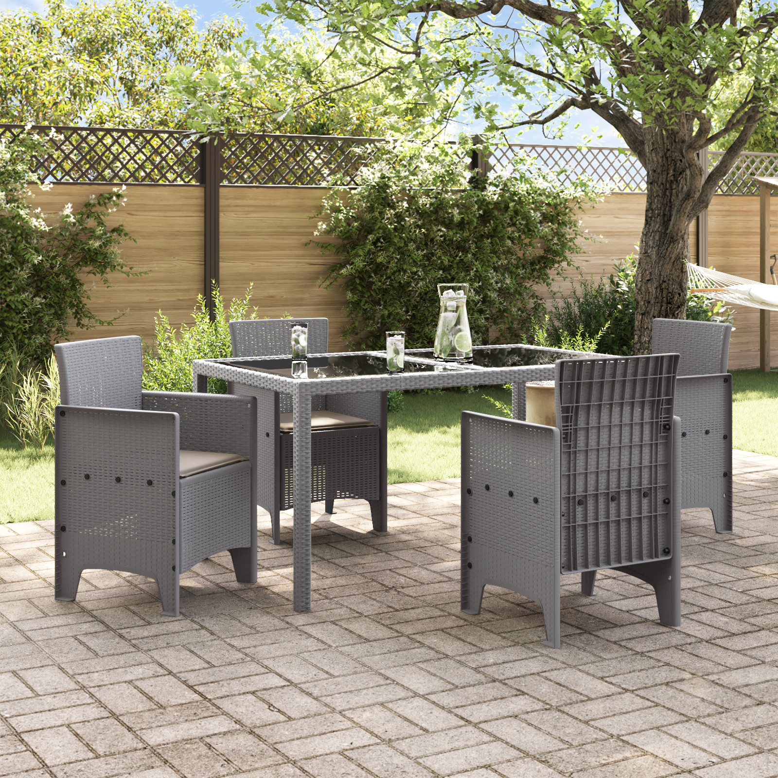 Sodo Kėdė 4 pcs Šviesiai pilka 53 x 49 x 85 cm PP
