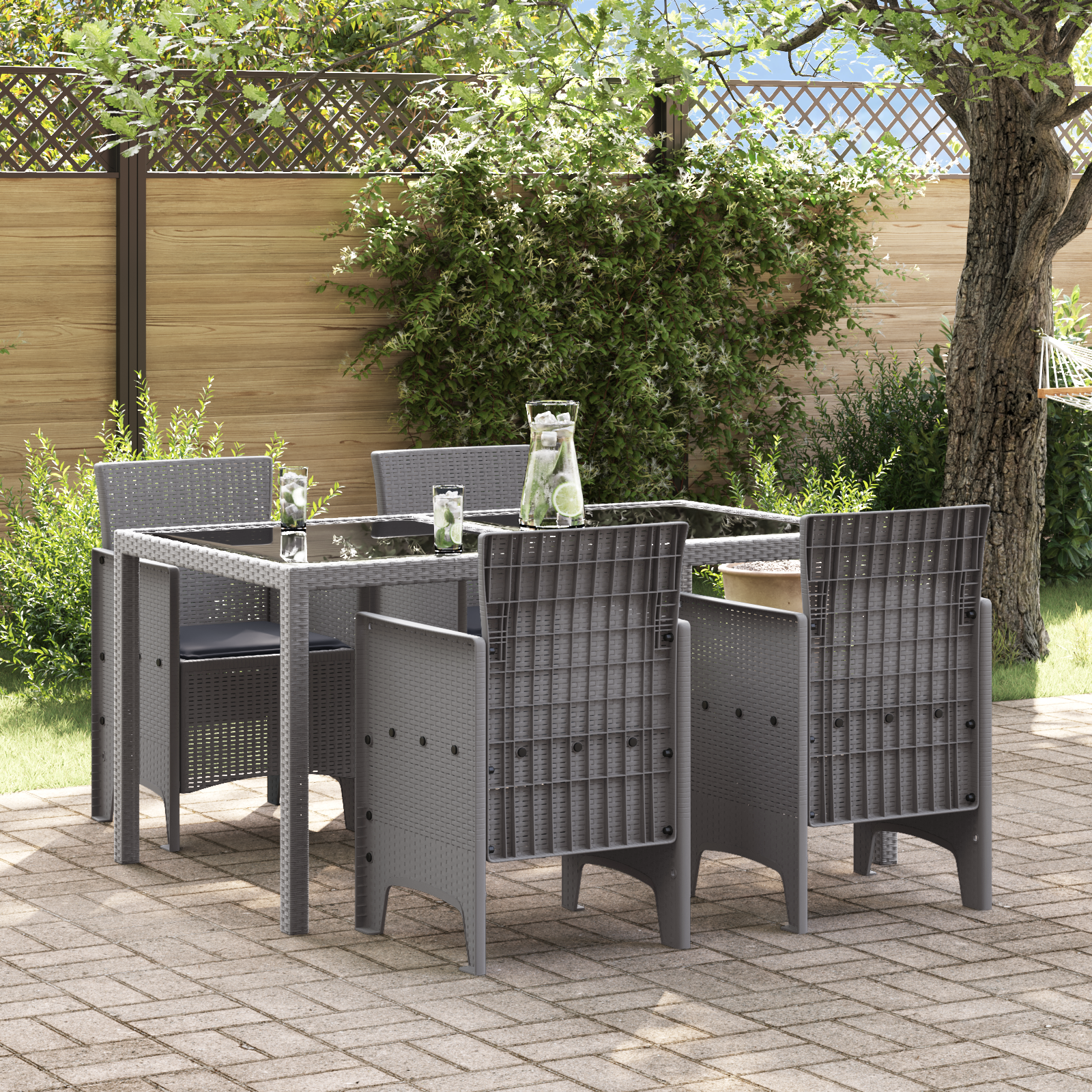 Sodo Kėdė 4 pcs Šviesiai pilka 53 x 49 x 85 cm PP