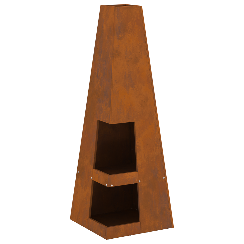 Lauko Židinio Krosnis su Medienos Laikymo Erdvė 35x35x100 cm Orui Atsparus Plienas