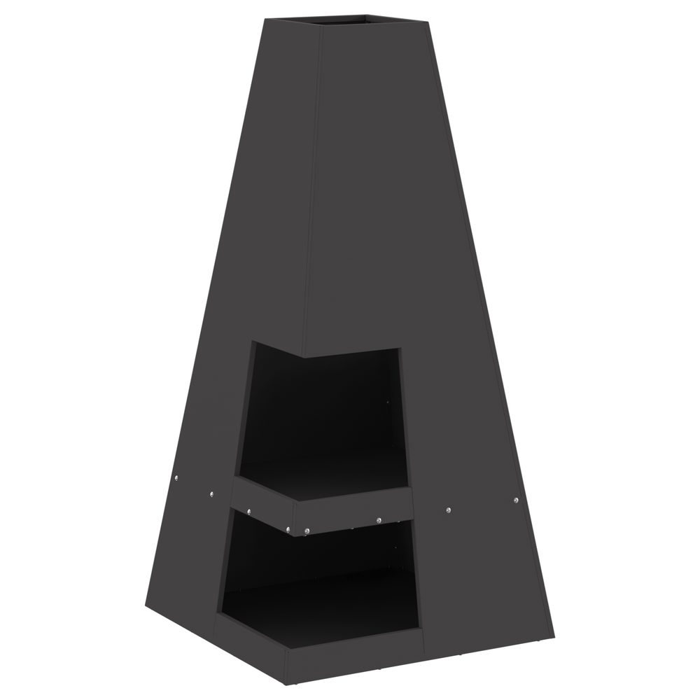 Lauko Krosnis su Malkų Laikymo Vietomis Juoda 50x50x100 cm Plienas