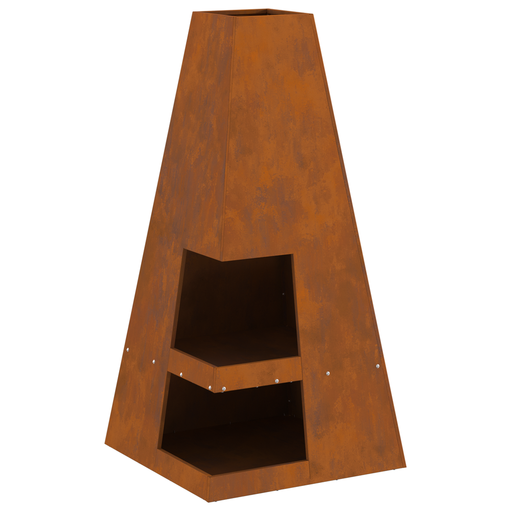Ugnies duobė su malkų sandėliu 50x50x100 cm Atsparus orui plienas