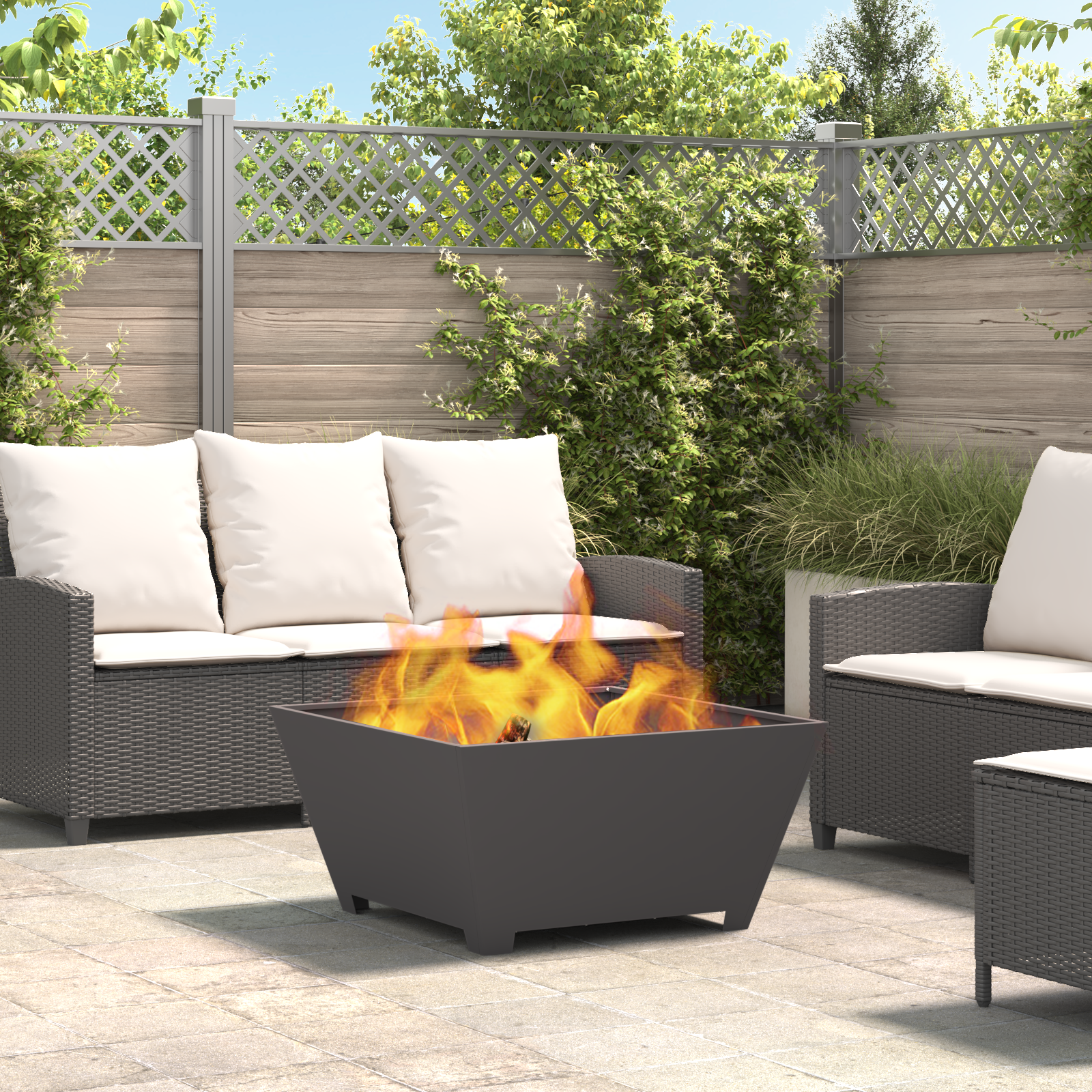 Fire Pit Black 80 x 80 x 40 cm Steel