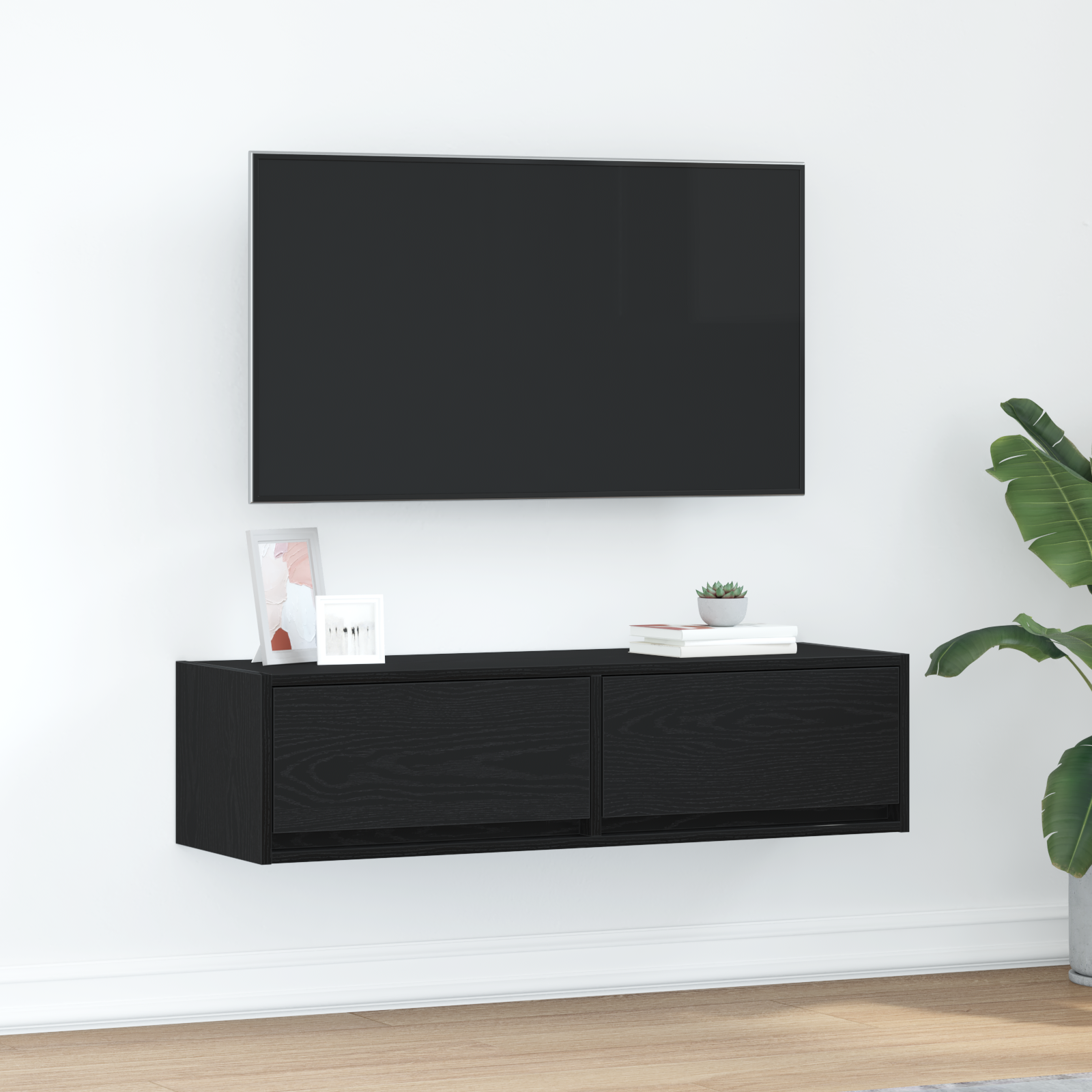 Televizoriaus spintelė juoda ąžuolo 100 x 31 x 25.5 cm
