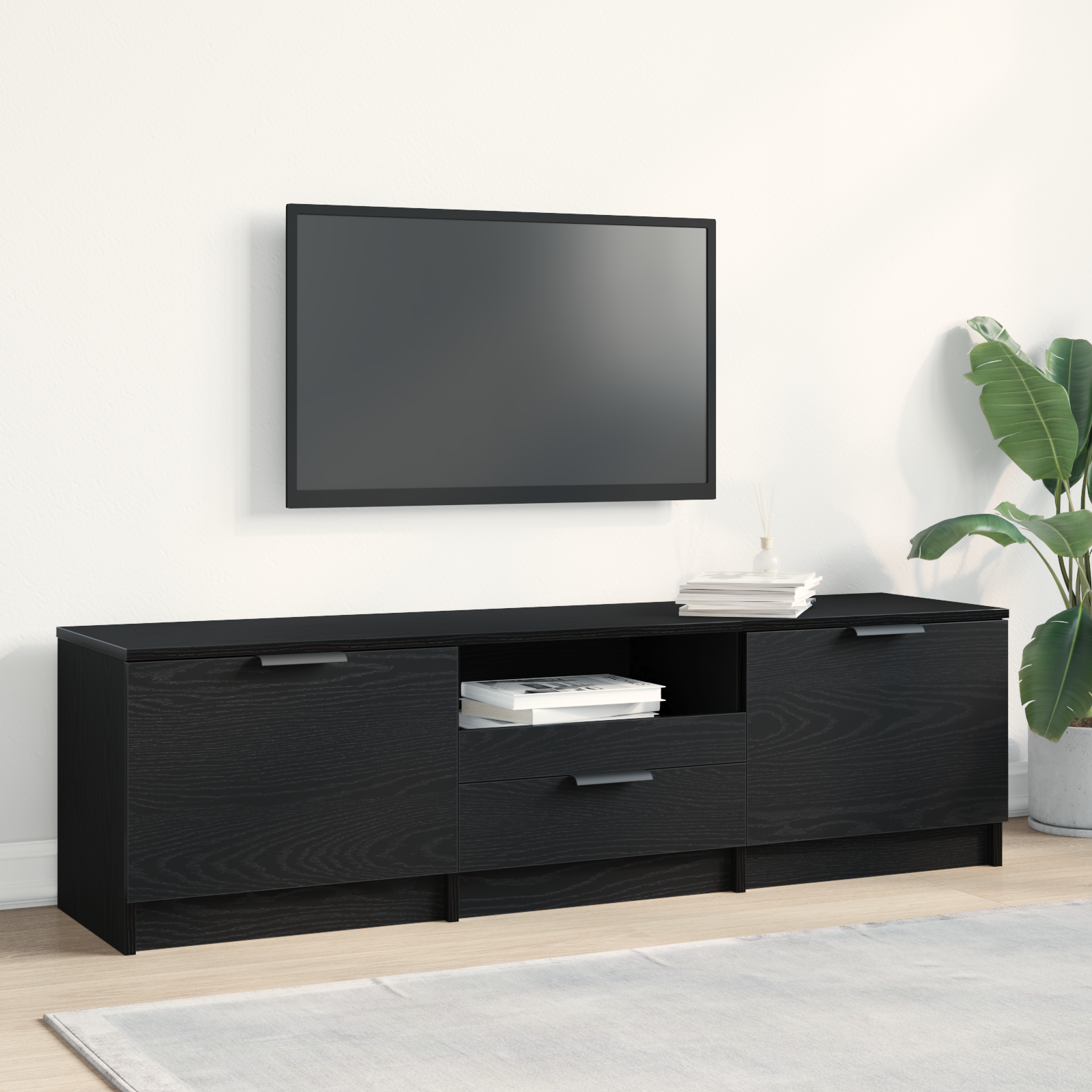 Televizoriaus spintelė Juoda 140 x 35 x 40 cm Apdirbta mediena