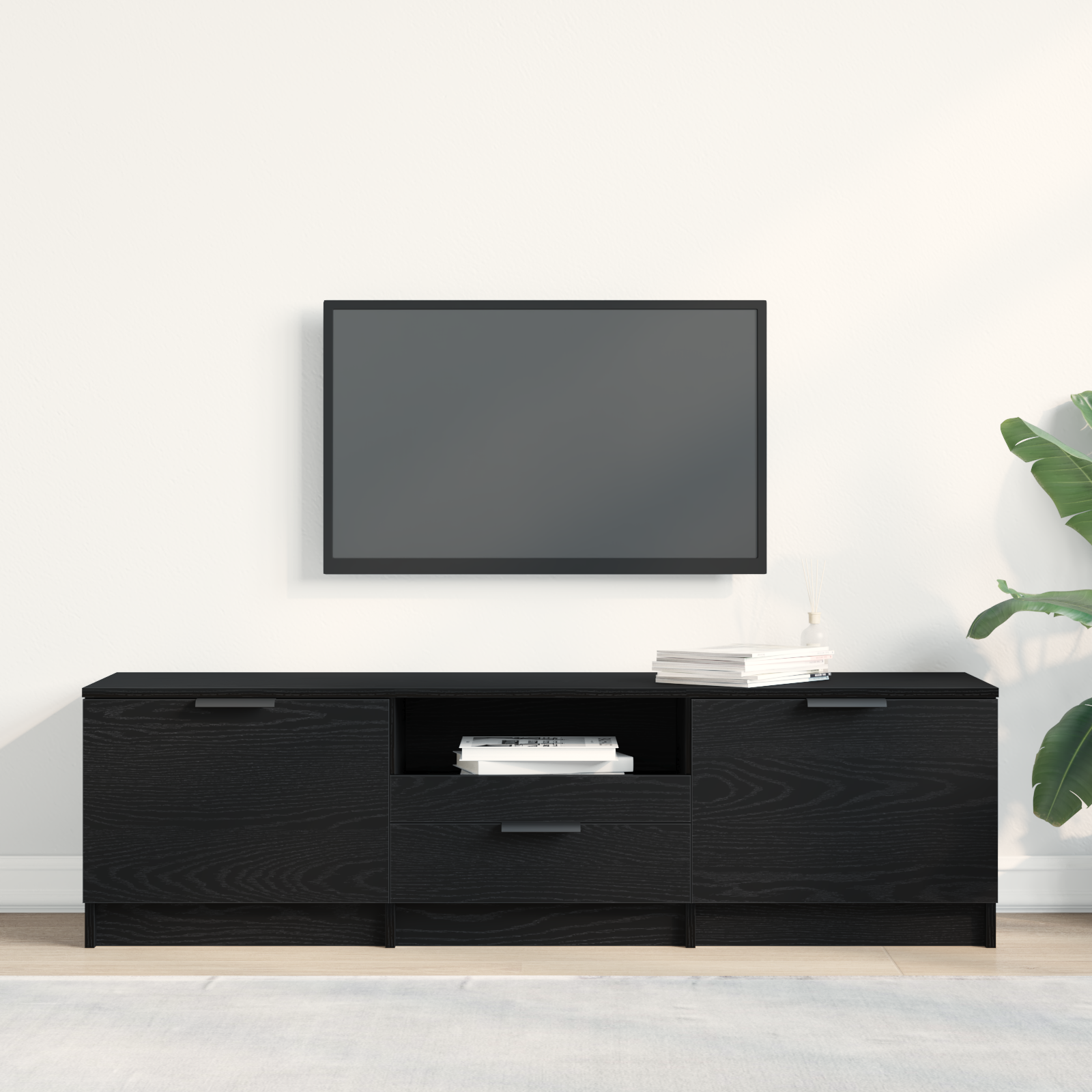 Televizoriaus spintelė Juoda 140 x 35 x 40 cm Apdirbta mediena
