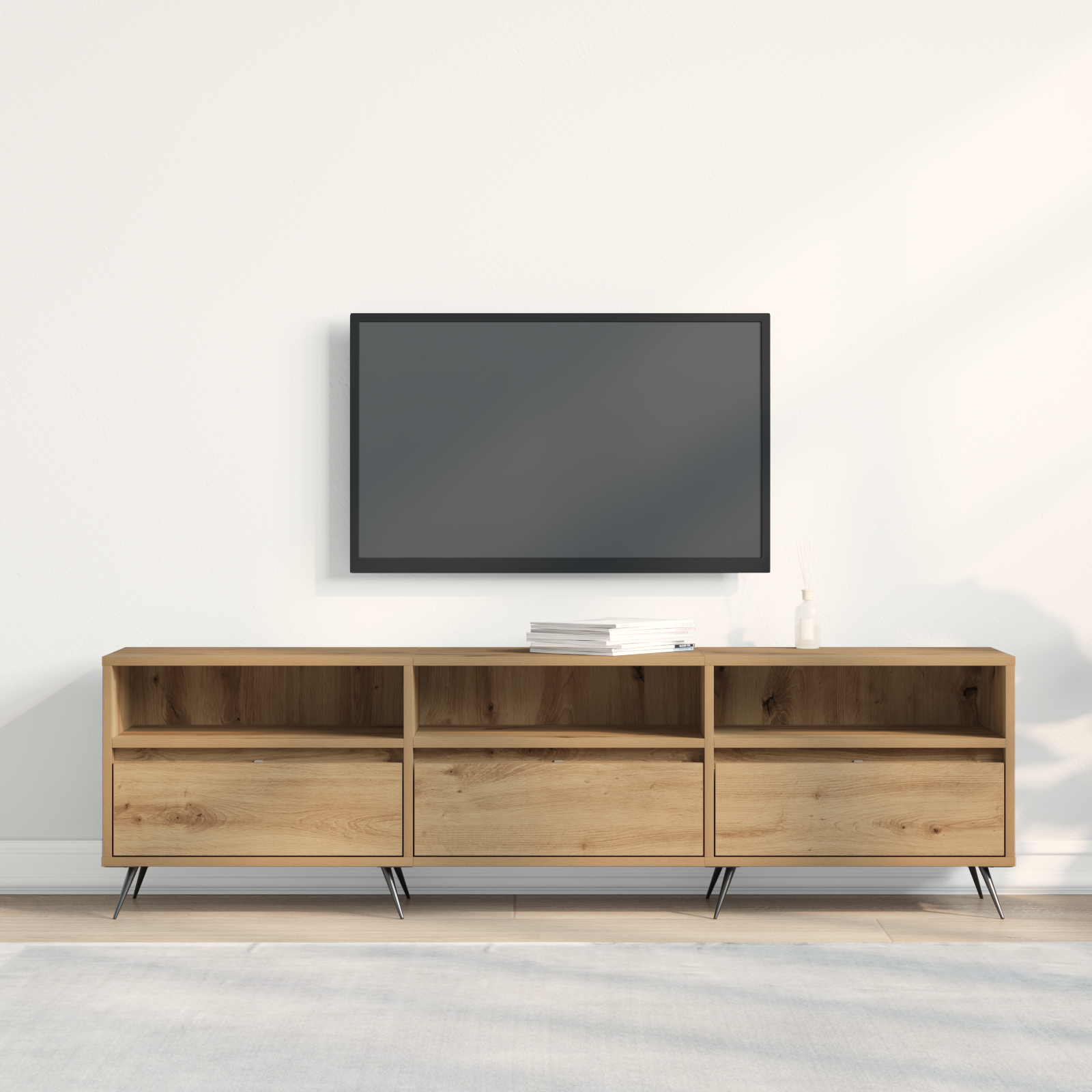 TV skapītis, amatnieku ozols, 150 x 30 x 44,5 cm