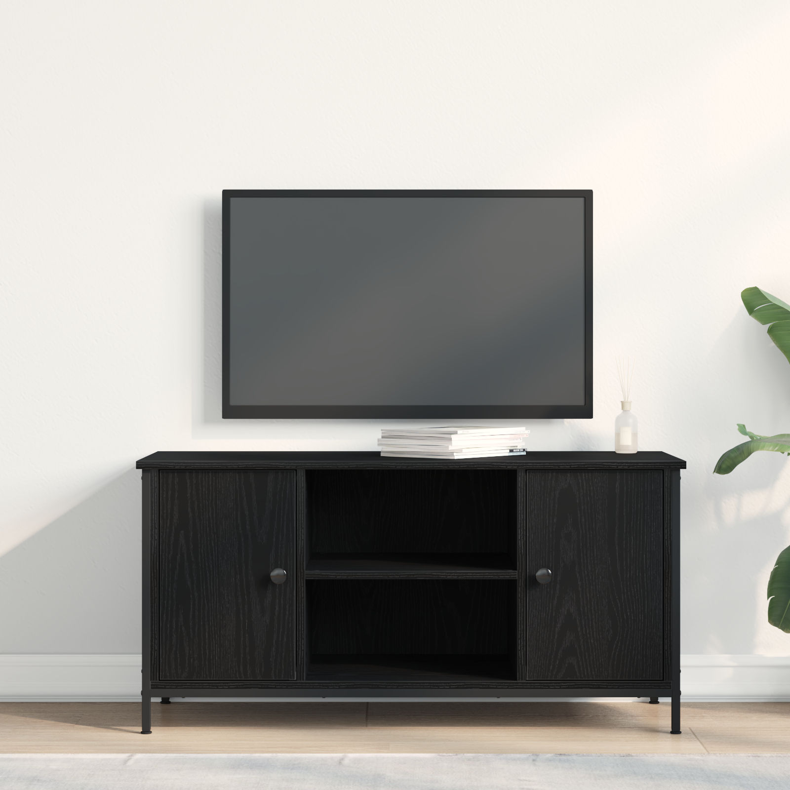 Televizoriaus spintelė juoda ąžuolo 100 x 40 x 50 cm