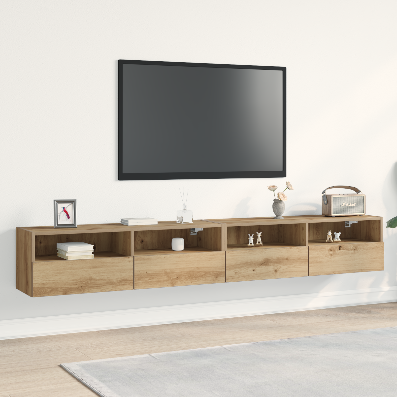 TV sieninė spintelė 2 pcs artisano ąžuolo 100 x 30 x 30 cm
