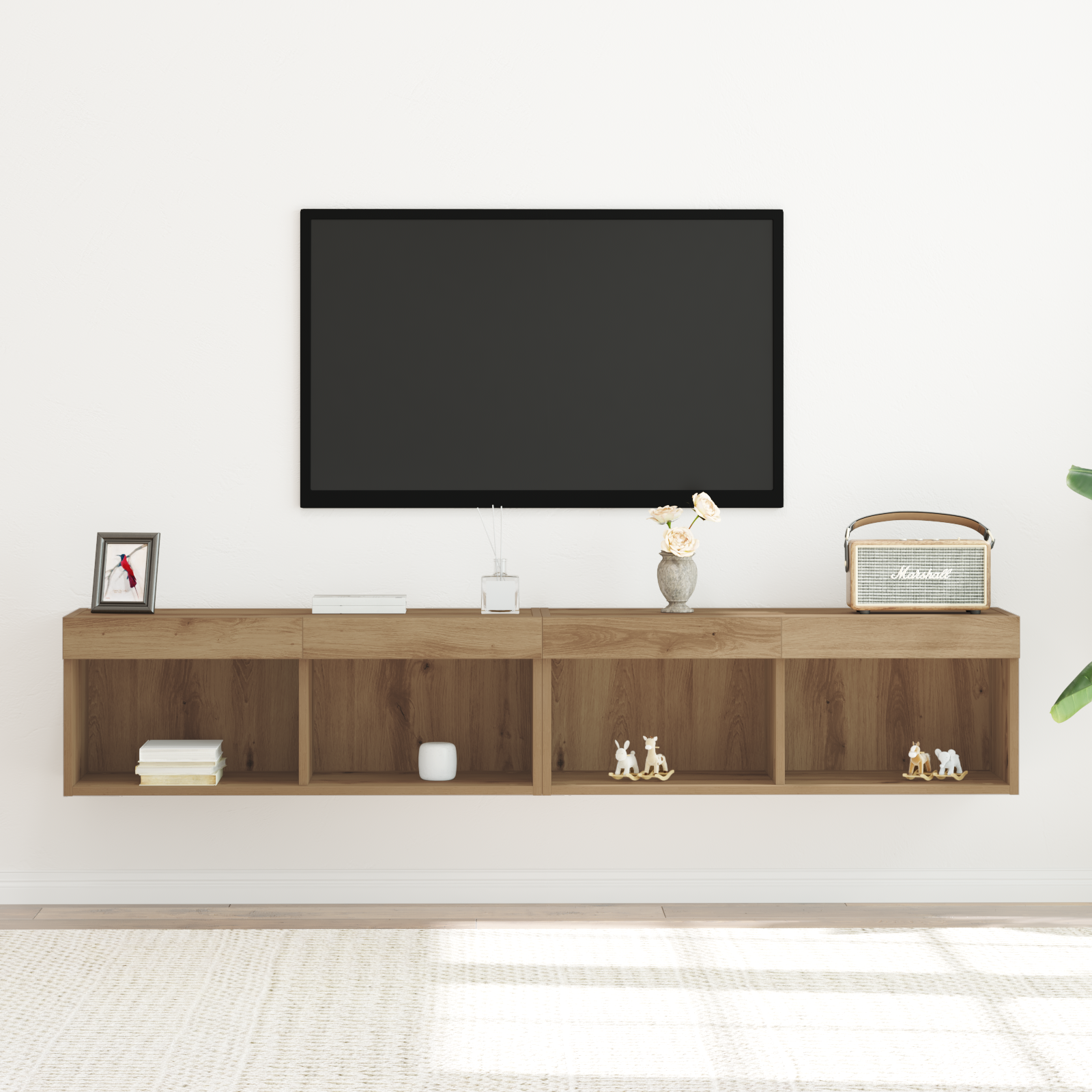 TV spintelių komplektas su LED 2 pcs Amatininkų ąžuolas