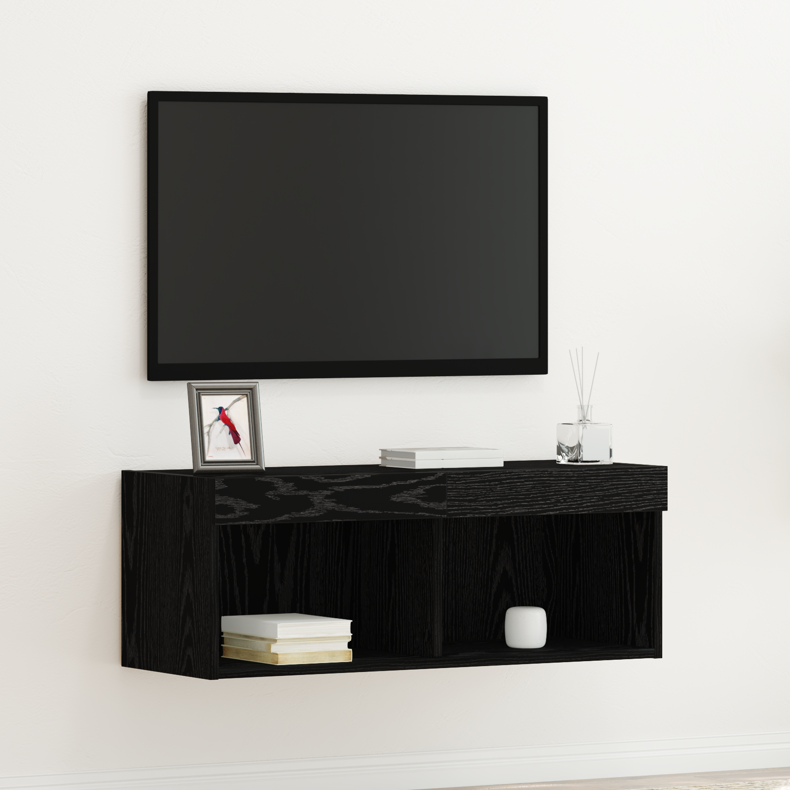 TV spintelių komplektas Juodas ąžuolas 80 x 30 x 30 cm