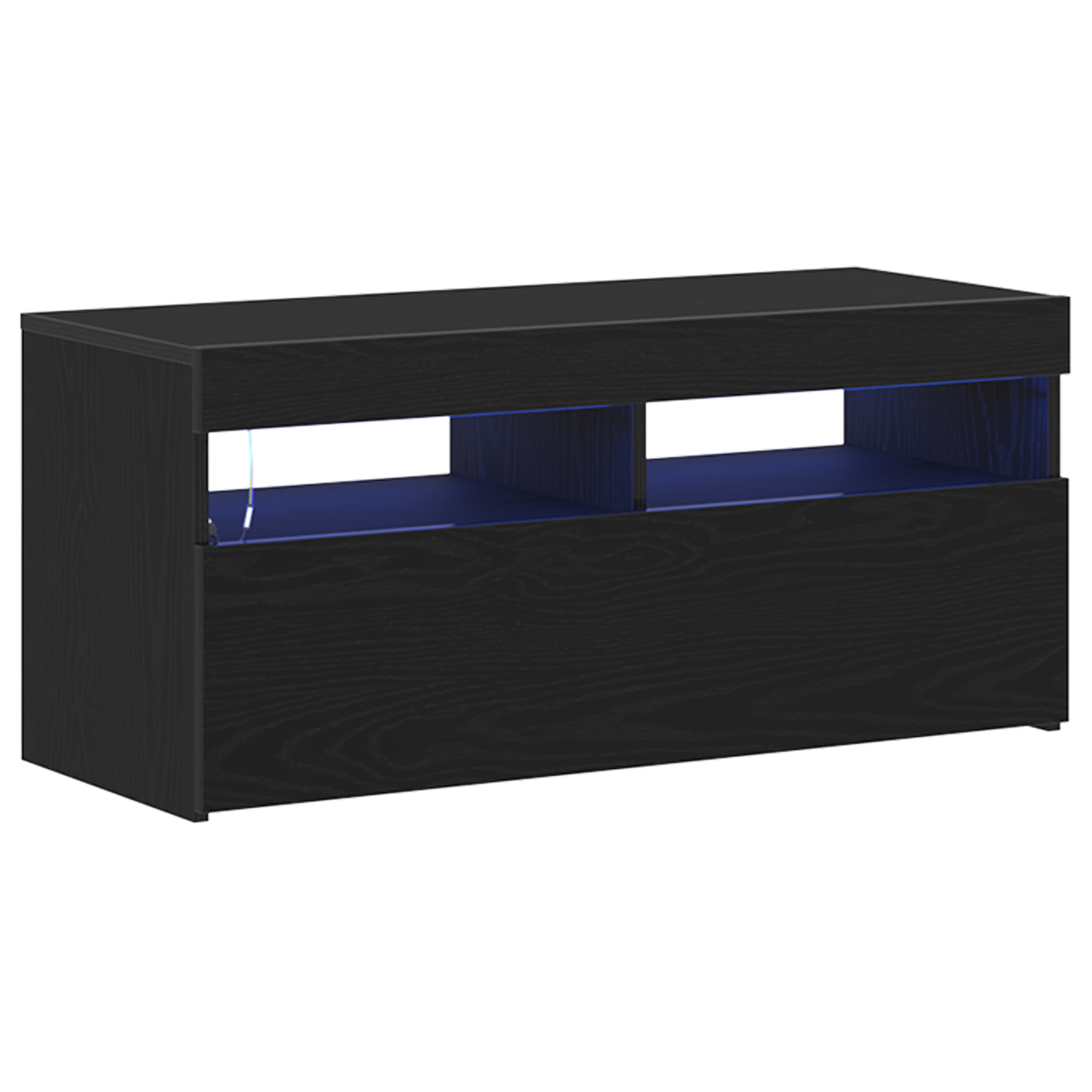 Juoda TV Spintelė su LED Šviesomis 90x35x40 cm Iš Inžinerinės Medienos