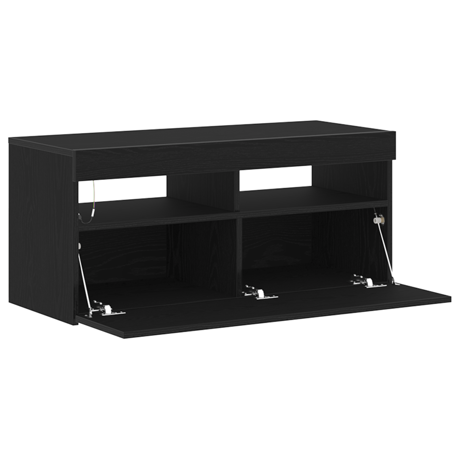 Juoda TV Spintelė su LED Šviesomis 90x35x40 cm Iš Inžinerinės Medienos