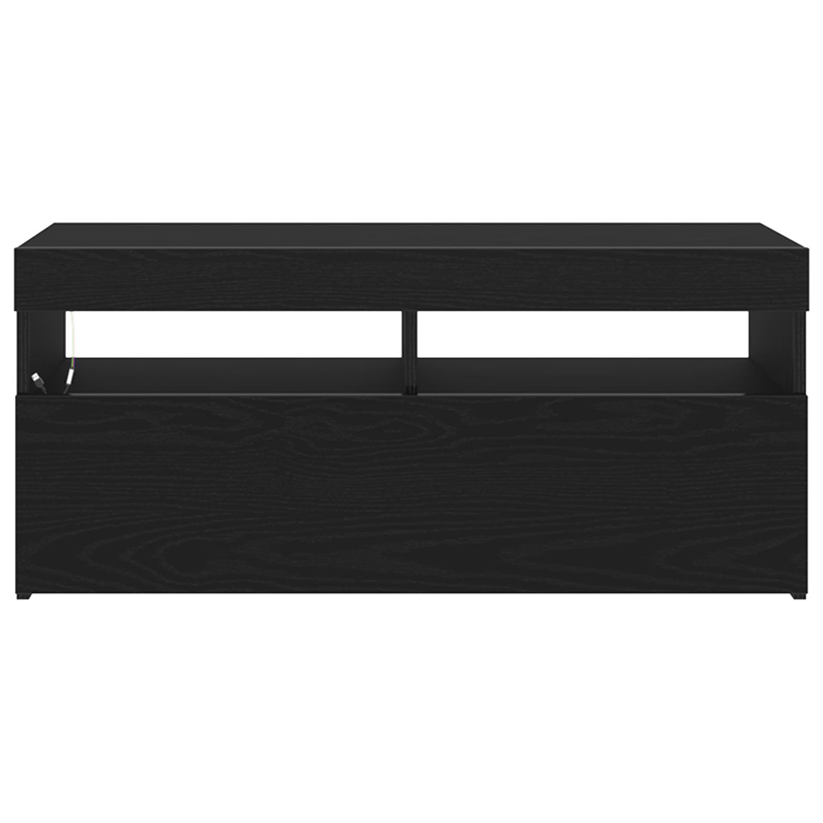 Juoda TV Spintelė su LED Šviesomis 90x35x40 cm Iš Inžinerinės Medienos