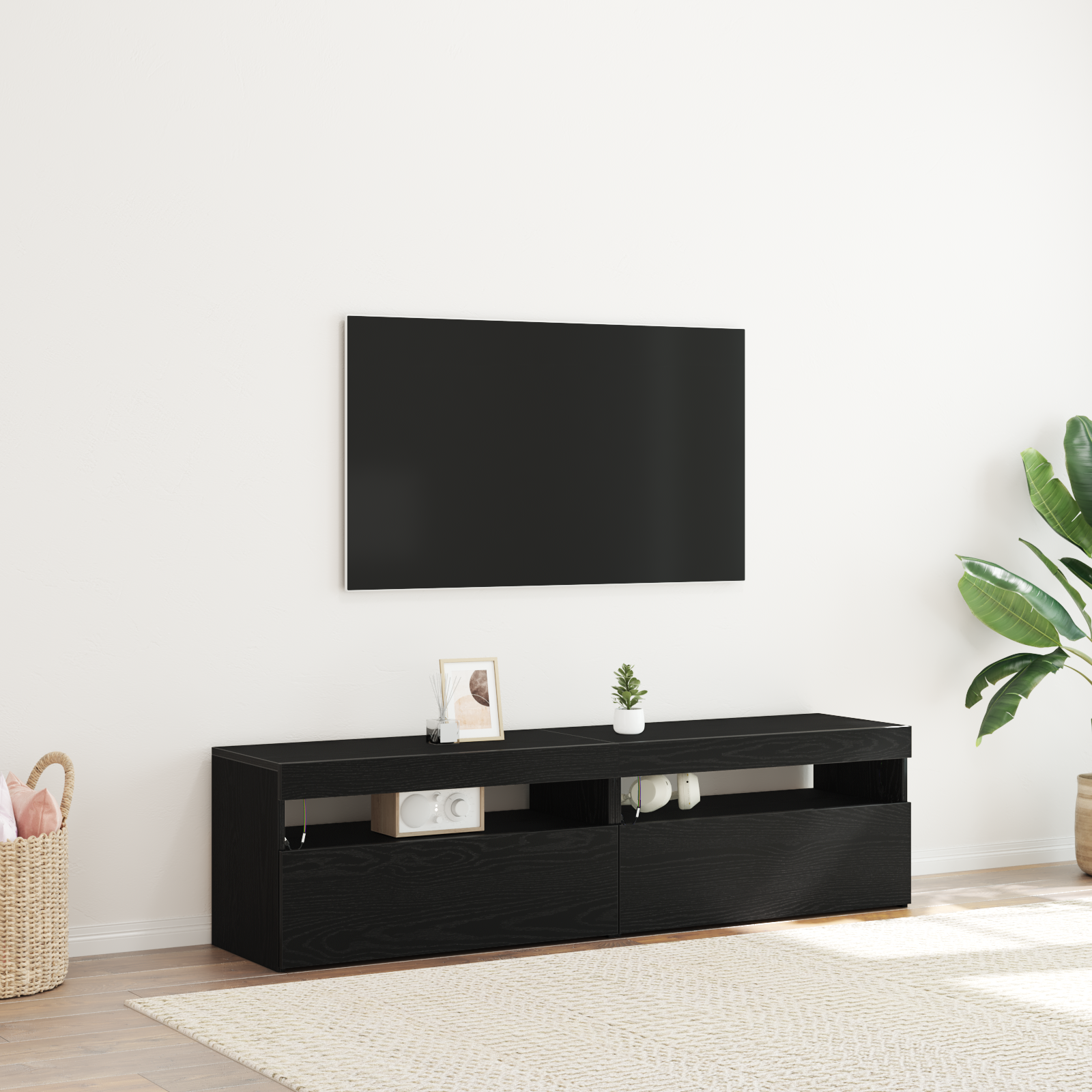 Televizoriaus spintelė 2 pcs Juodas ąžuolas 75 x 35 x 40 cm