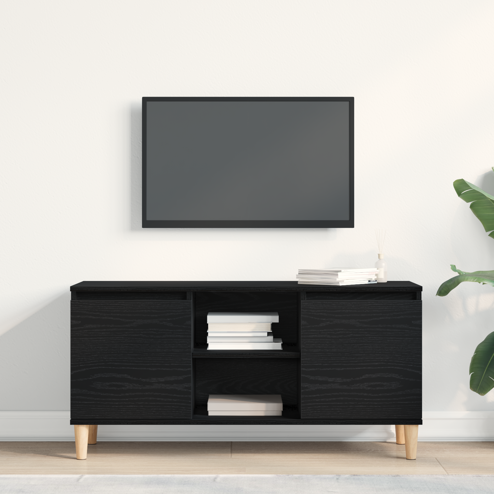 Televizoriaus spintelė Juoda 102 x 35 x 50 cm Apdirbta mediena