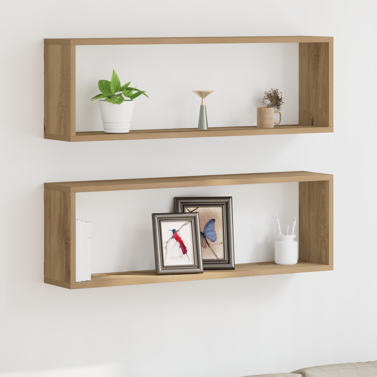 Sieninės lentynos 2 pcs Meistrų ąžuolas 80 x 15 x 26 cm