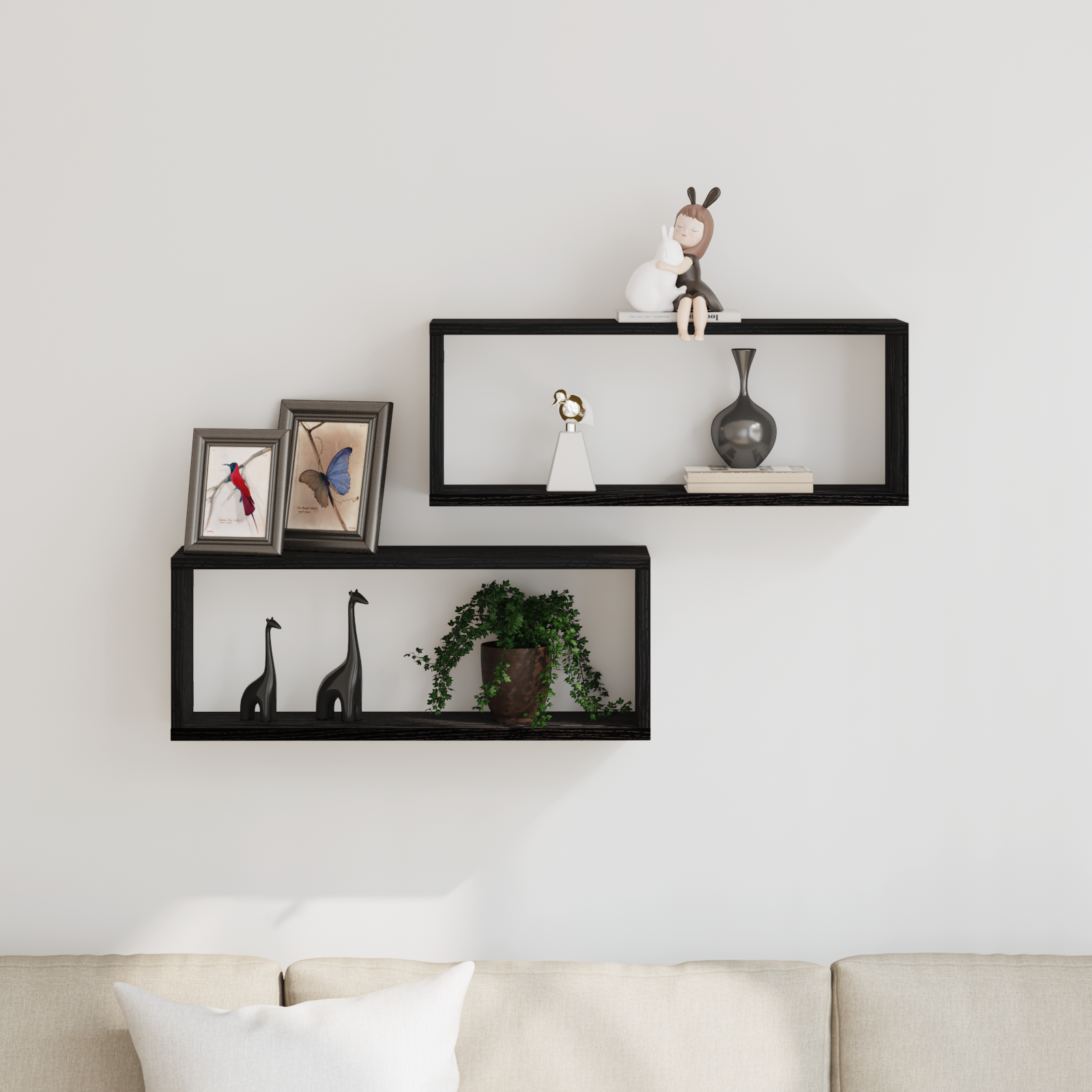 Wall Shelves 2 pcs Black oak 60 x 15 x 23 cm