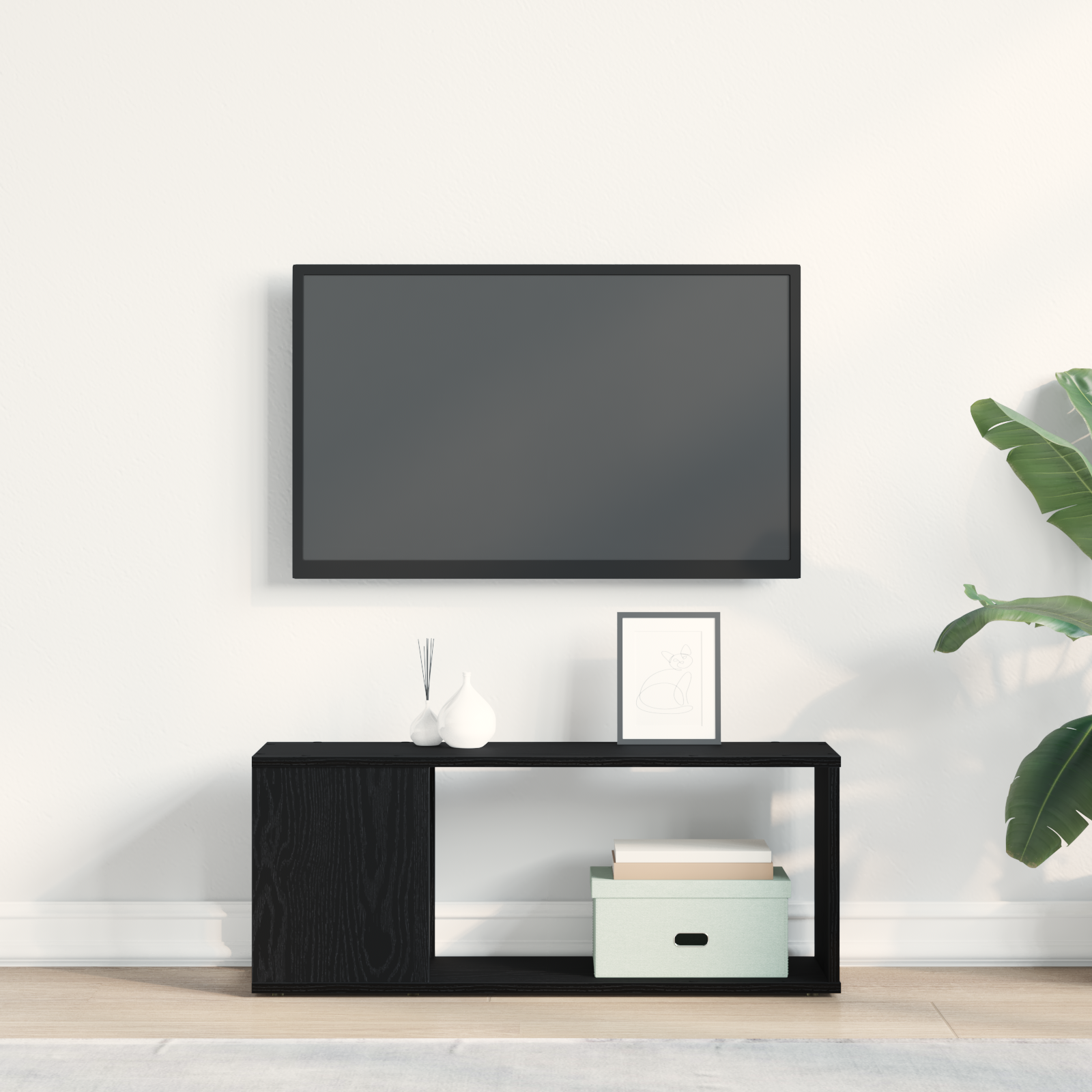 TV Cabinet Set Black Oak 80 x 24 x 32 cm