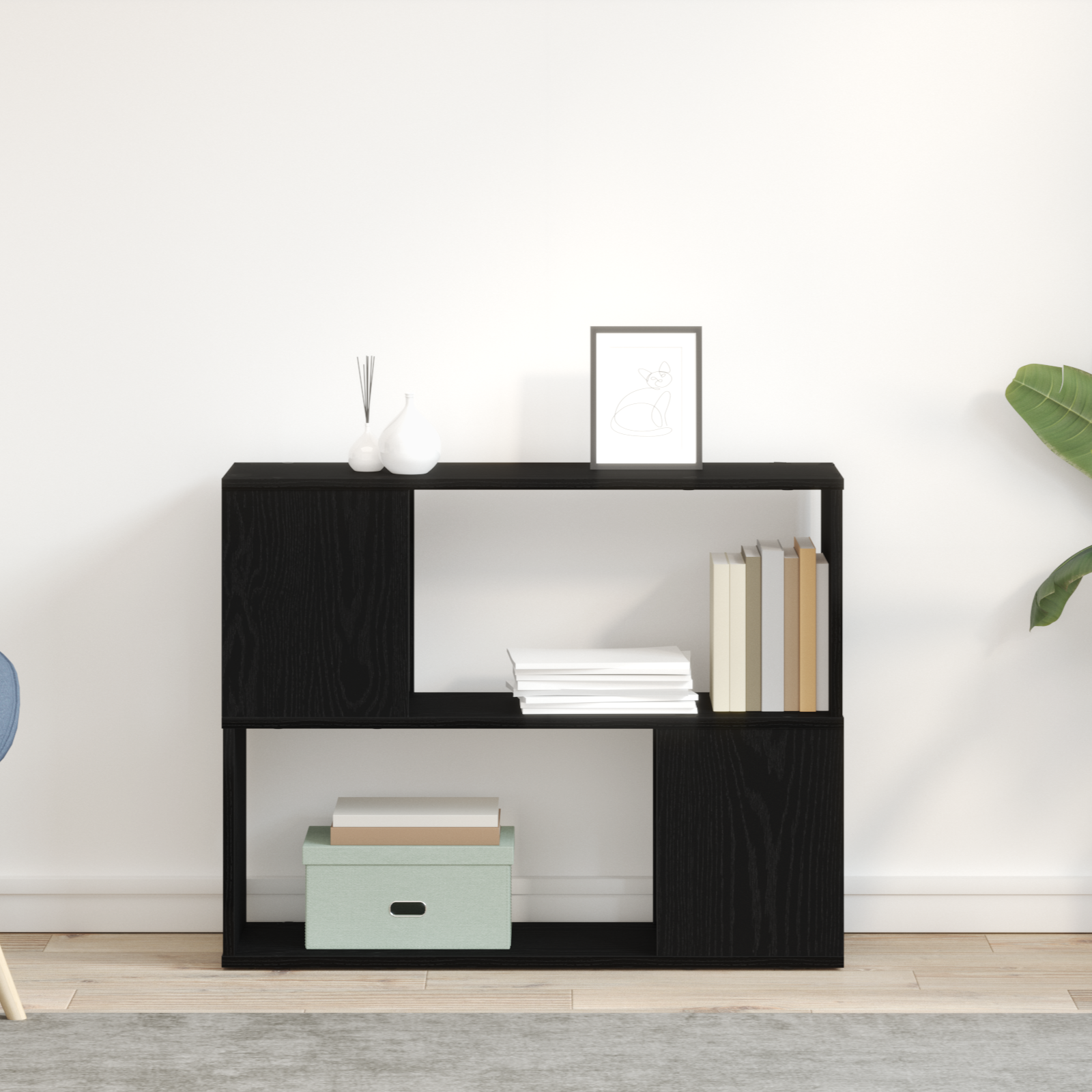 TV cabinet set Black oak 80 x 24 x 63 cm