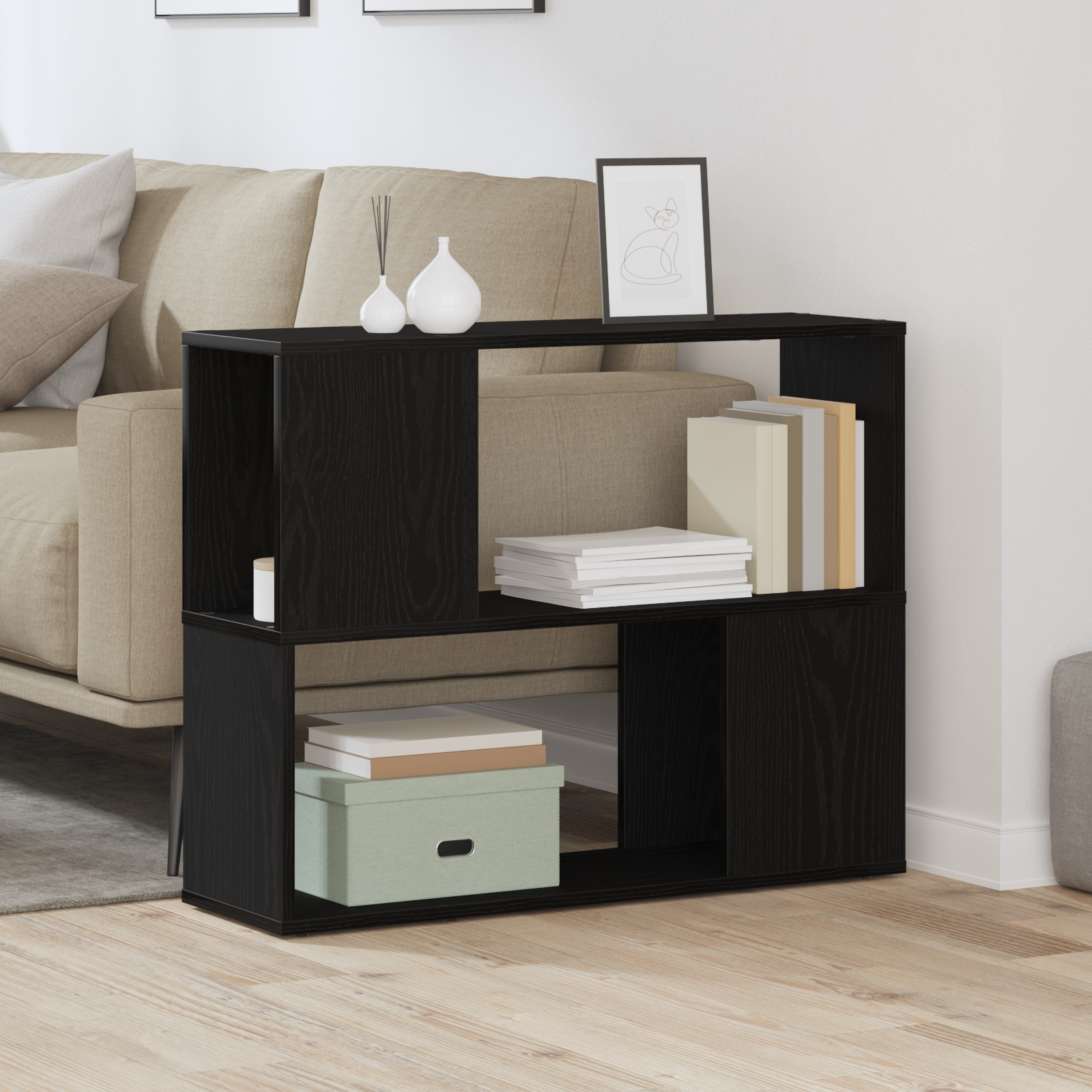 TV cabinet set Black oak 80 x 24 x 63 cm