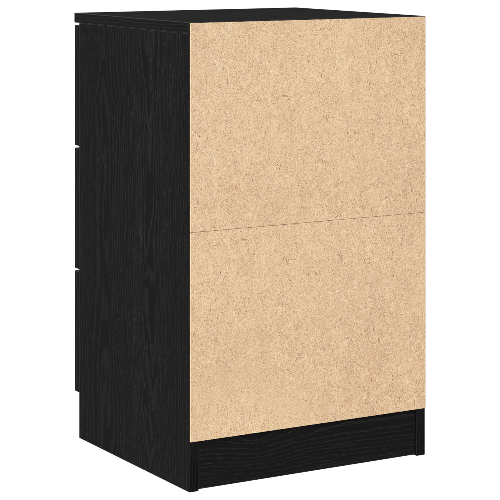 Juodas ąžuolo naktinis staliukas - 40x65x65 cm, Pagamintas iš inžinerinės medienos