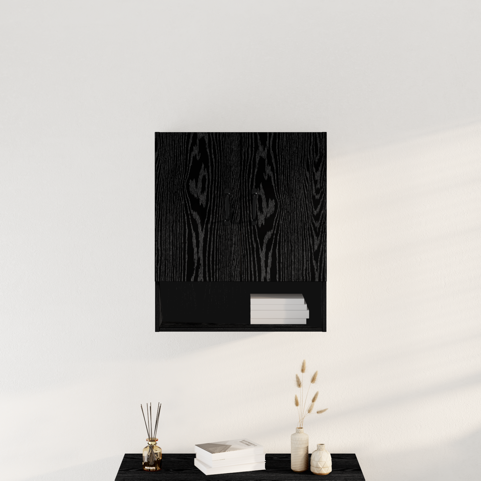 Sieninė spintelė juoda ąžuolo 60 x 30 x 70 cm Apdirbta mediena