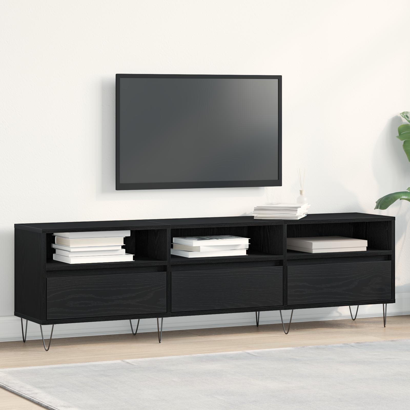 TV skapītis melns ozols 150 x 30 x 44,5 cm