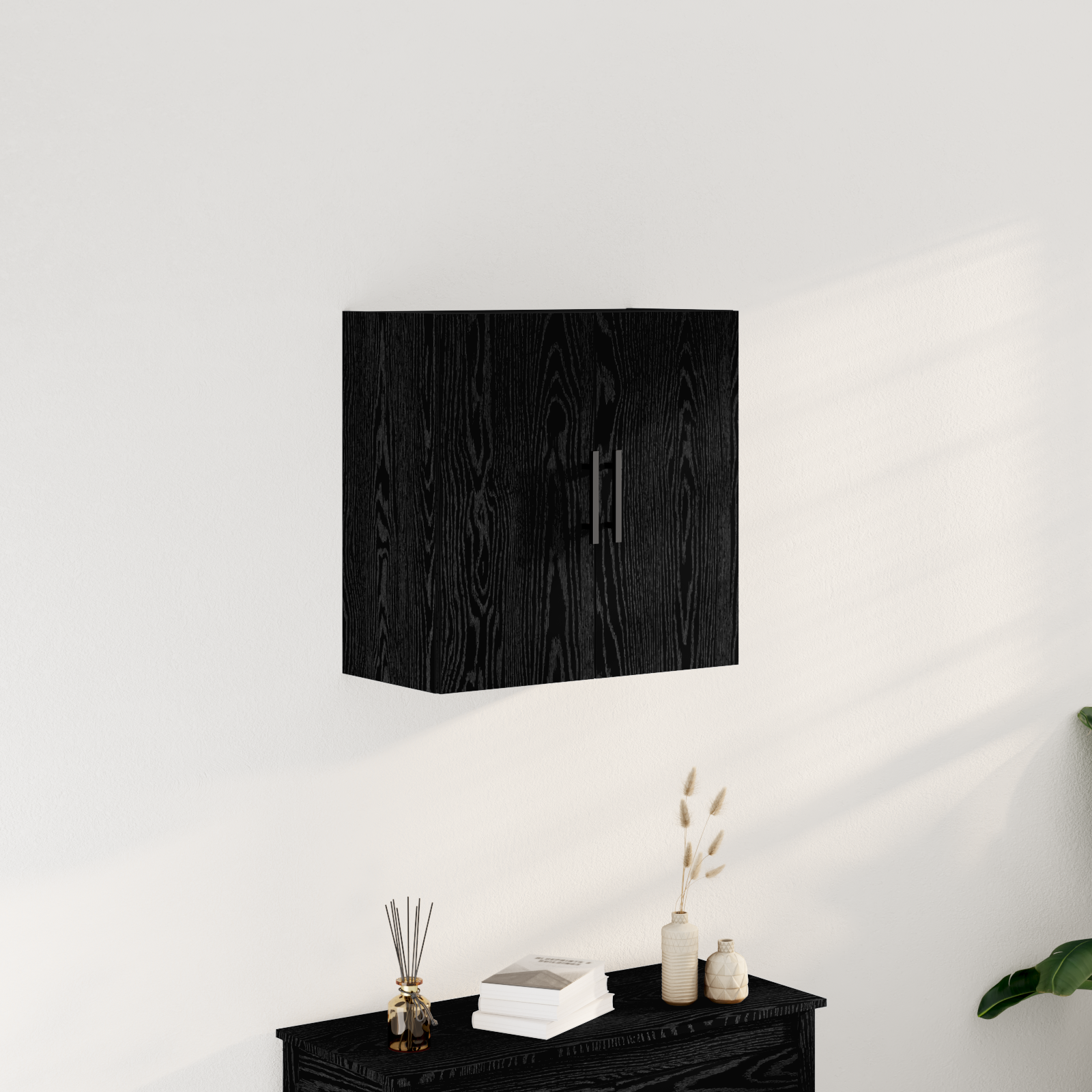 Sieninė spintelė juoda ąžuolo 60 x 31 x 60 cm Apdirbta mediena