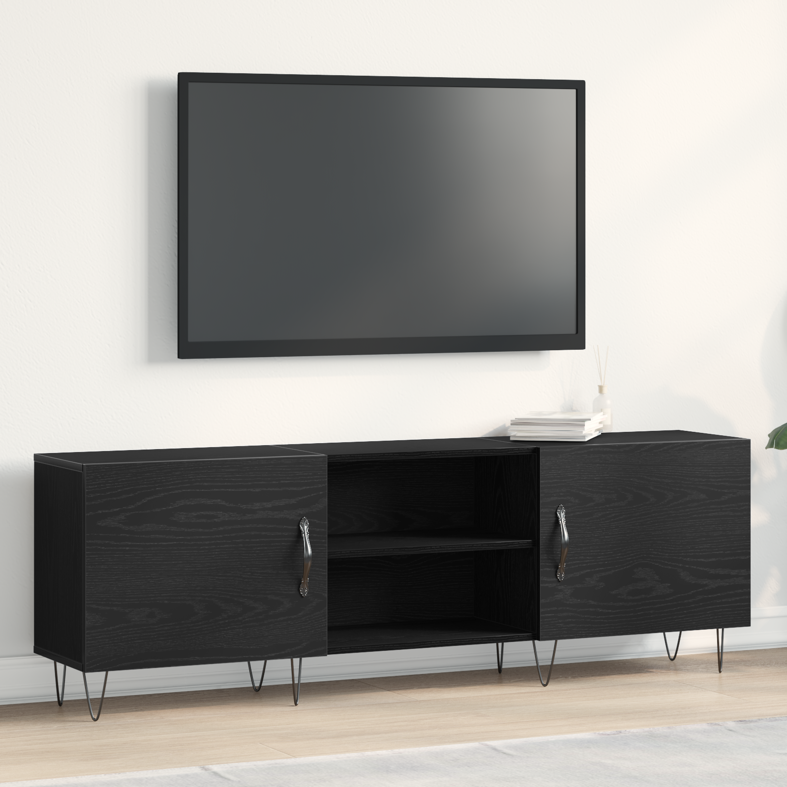 Televizoriaus spintelė juoda ąžuolo 150 x 30 x 50 cm