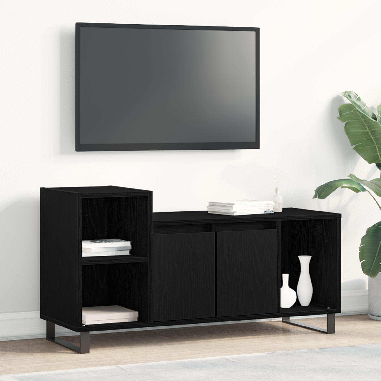 TV spintelių komplektas Juodas ąžuolas 100 x 35 x 55 cm