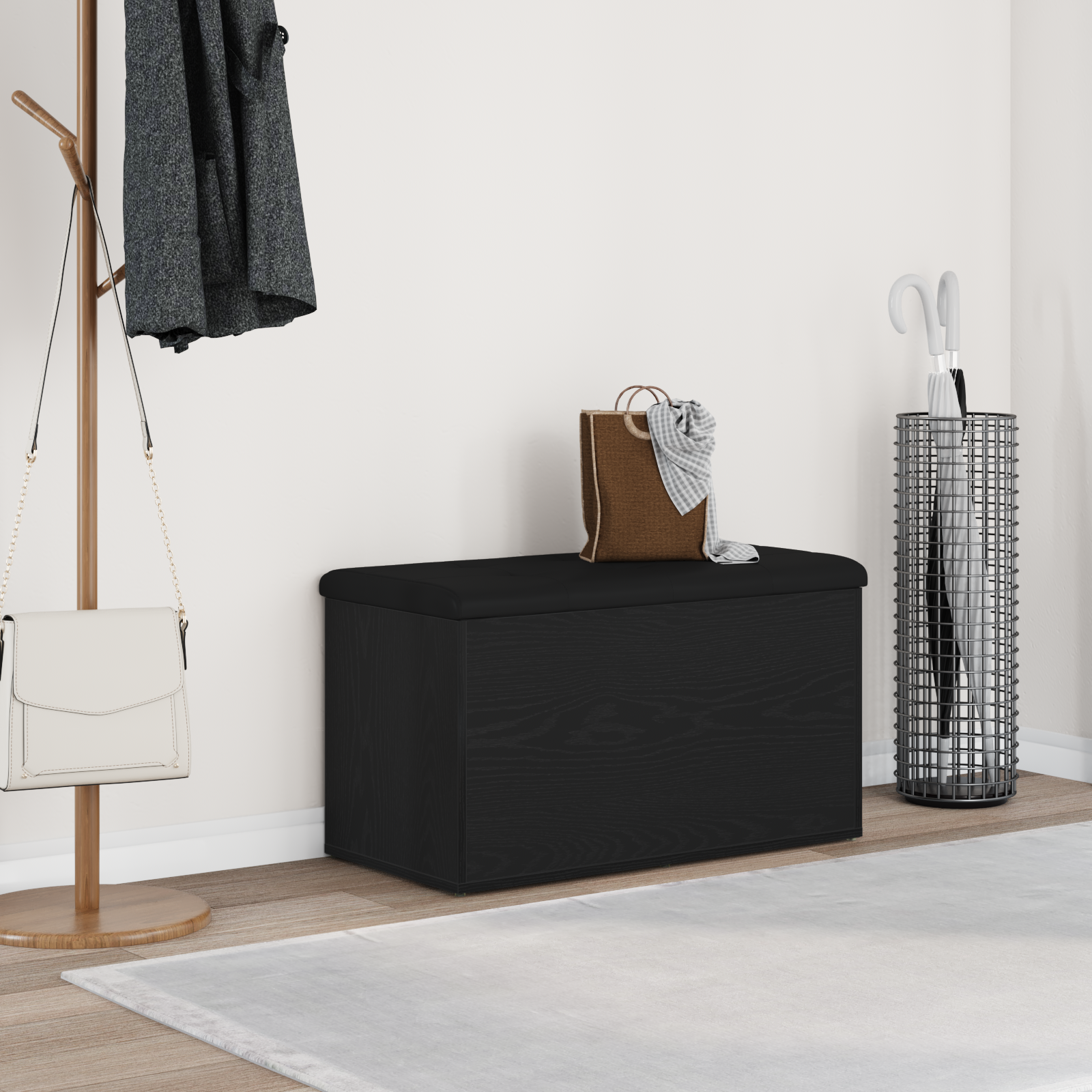 Glabāšanas sols Melns ozols 82 x 42 x 45 cm Inženierijas koks