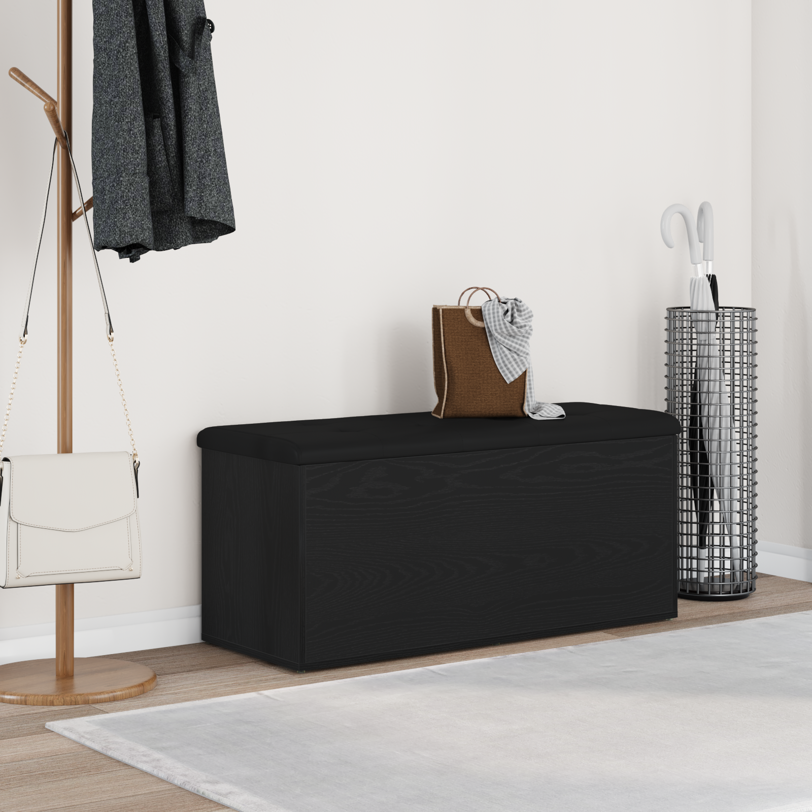 Laikymo suolas juoda ąžuolo 102 x 42 x 45 cm Apdirbta mediena