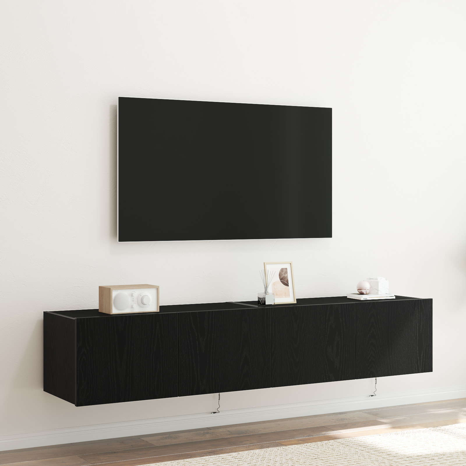 TV wall cabinet 2 pcs Black oak 80 x 35 x 31 cm