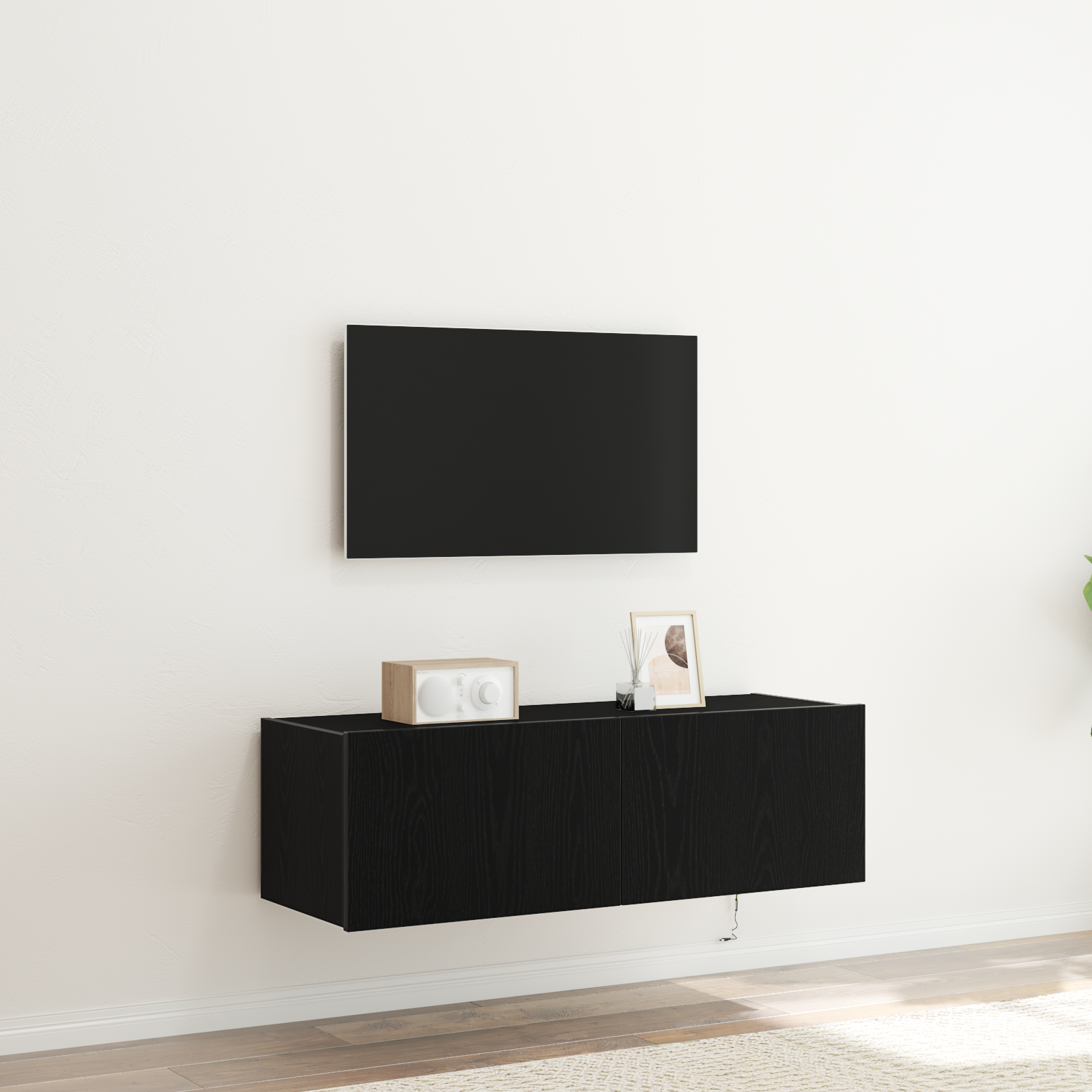 TV sienas skapis 2 gab. Melns ozols 100 x 35 x 31 cm