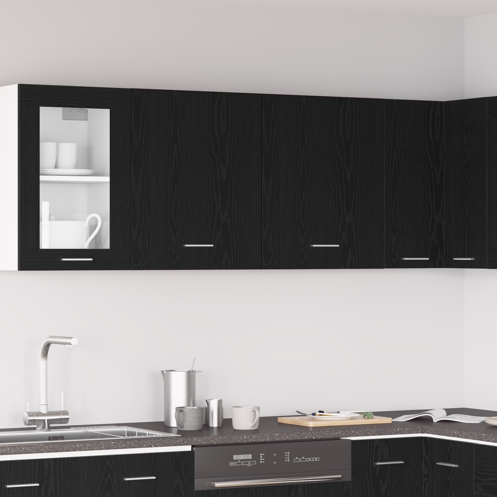 Kabantys spintos su lentyna 2 pcs juoda ąžuolo 100 x 31 x 60 cm