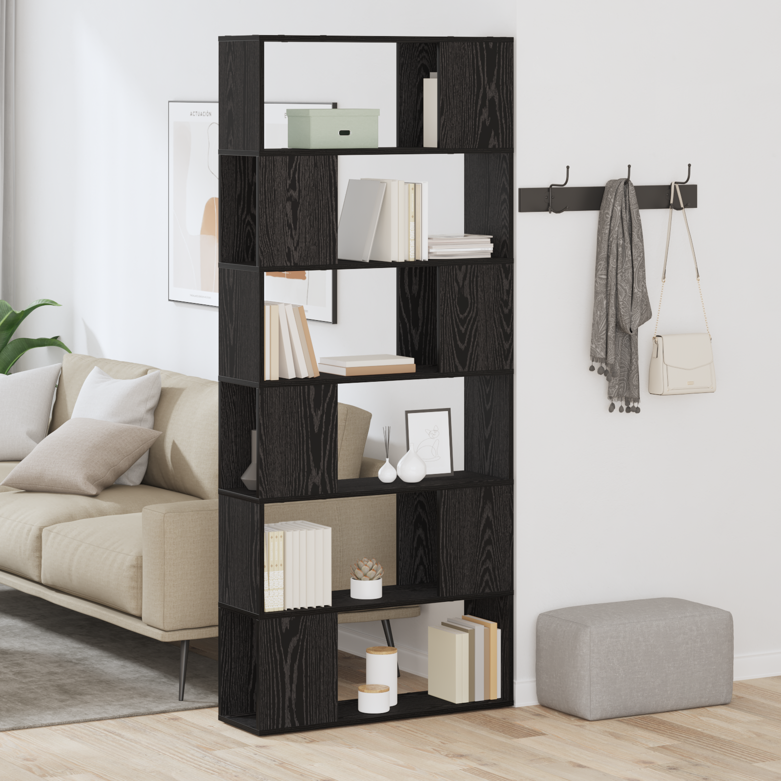 TV spintelių komplektas Juoda 80 x 24 x 186 cm Apdirbta mediena