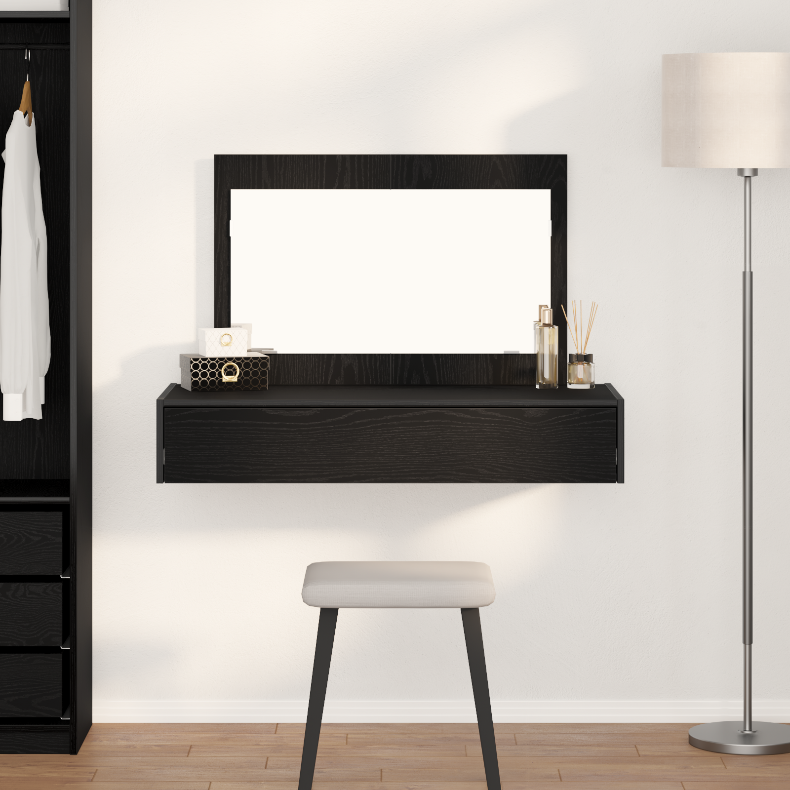 Tualetes galdiņš Melns 100 x 40 x 70 cm Apstrādāta koksne
